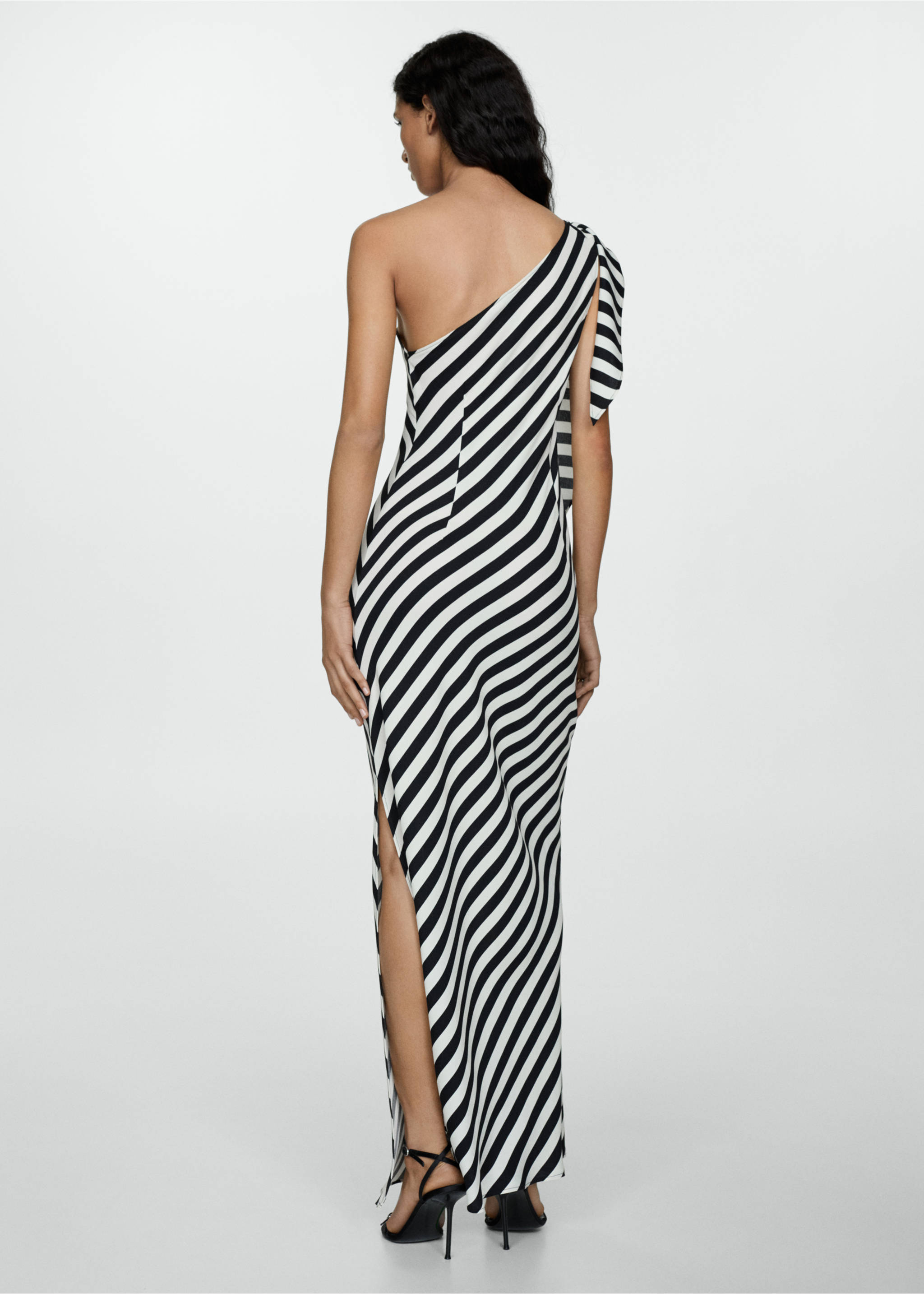 Striped asymmetrical dress - Reverse of the article, White. Ref: 77074793-00.