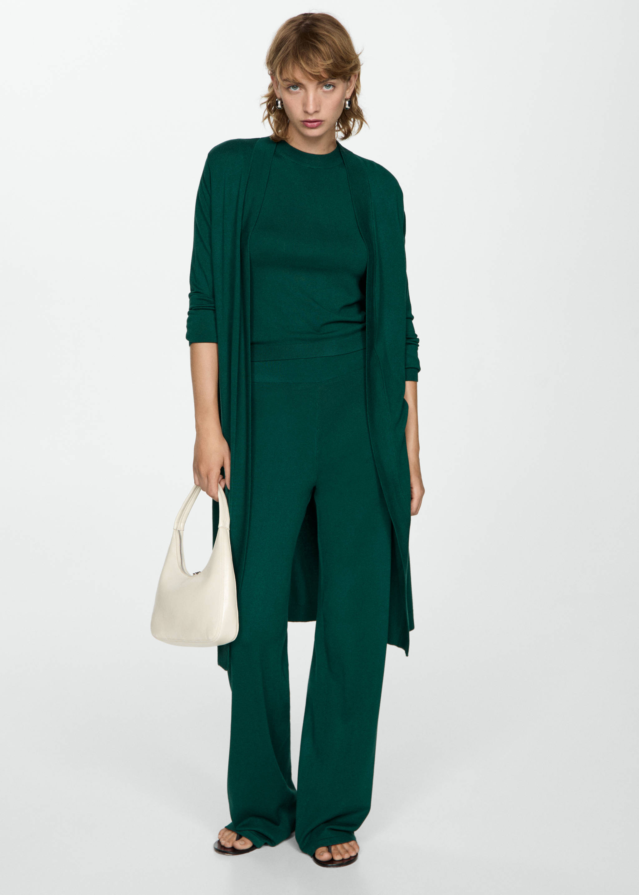 Cárdigan largo punto fino - Plano general