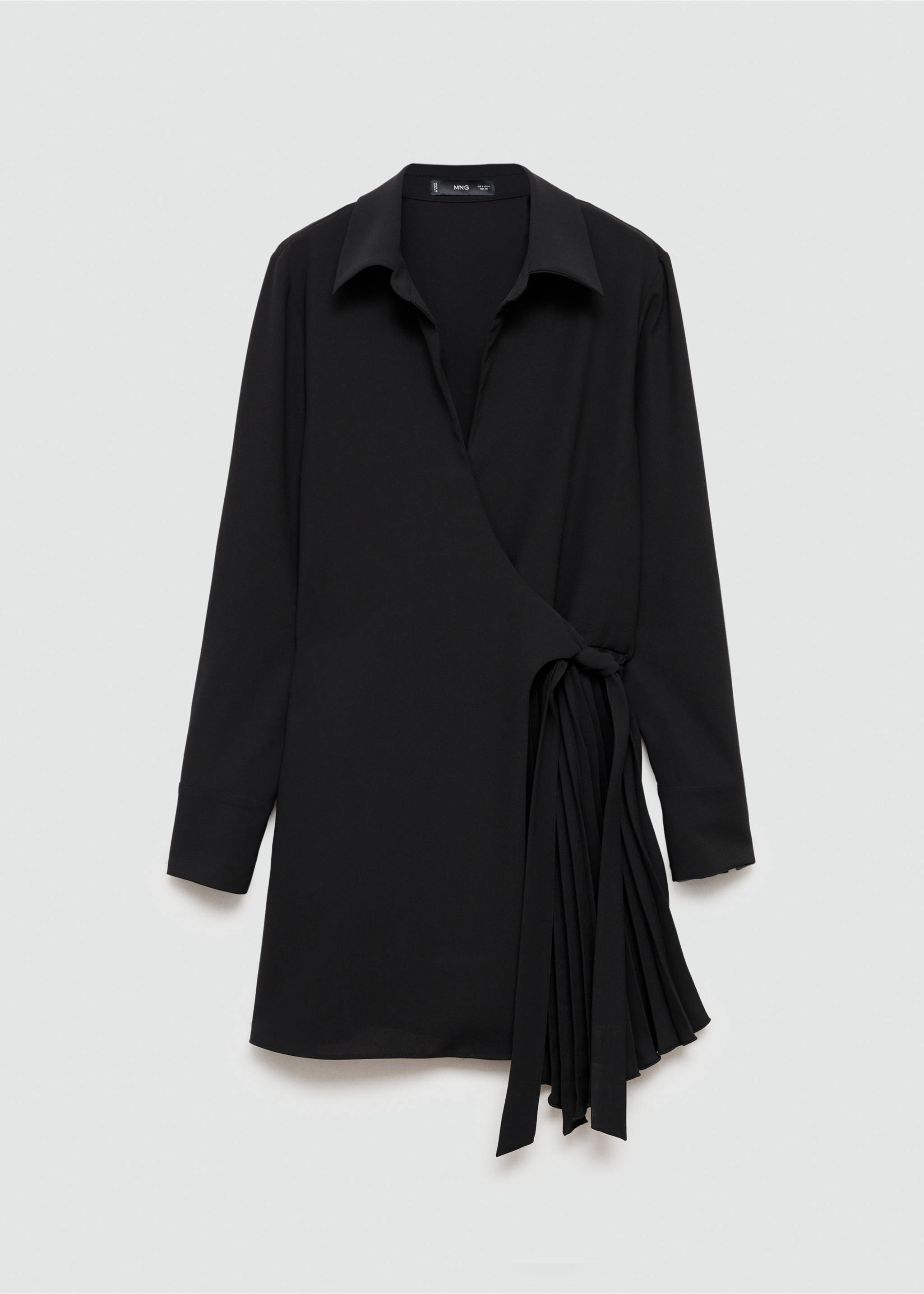 Wrap dress with pleated detail - Article without model, Black. Ref: 77075153-00.