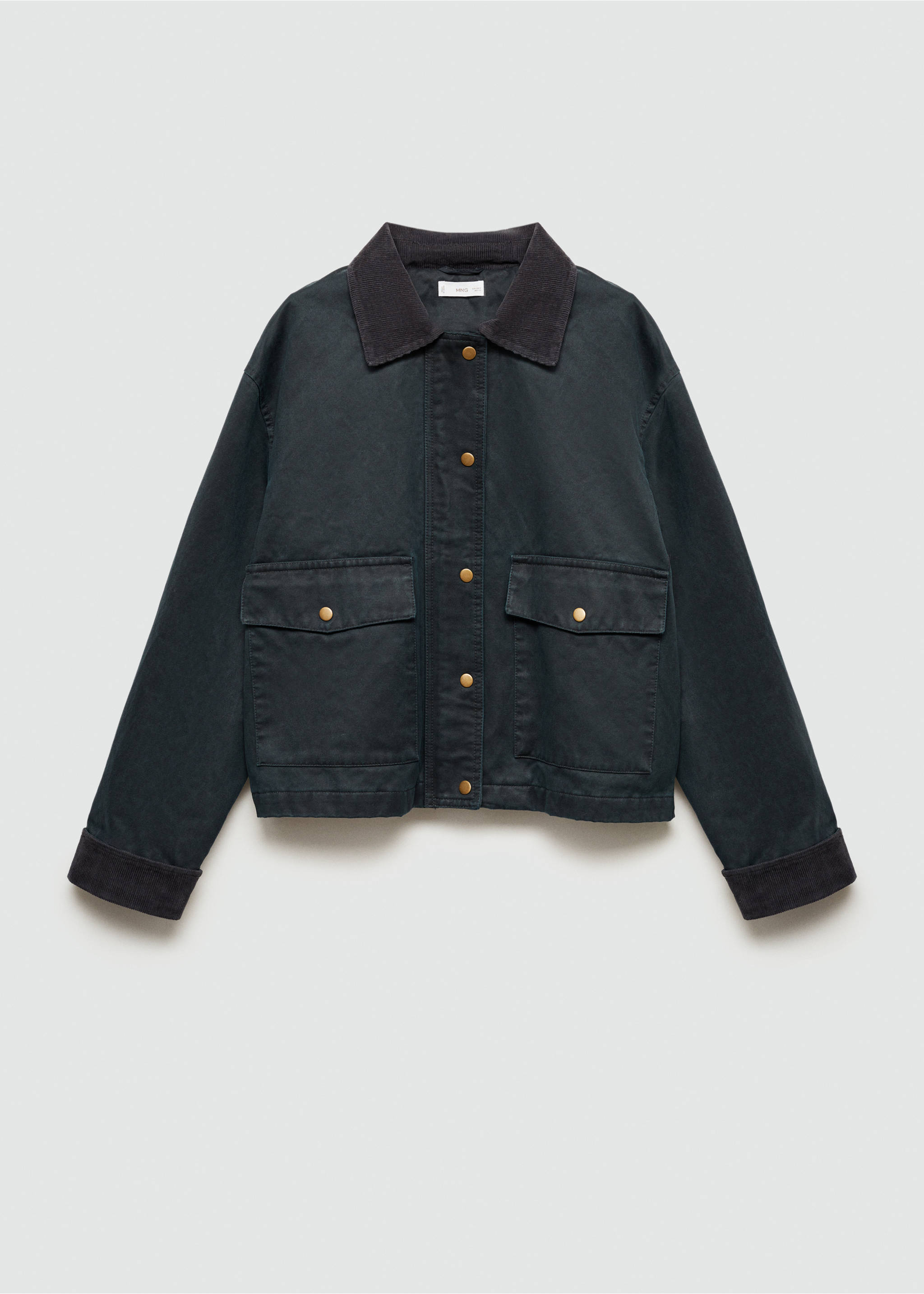 Waxed-effect short barn jacket - Article without model, Dark Navy. Ref: 77075629-00.