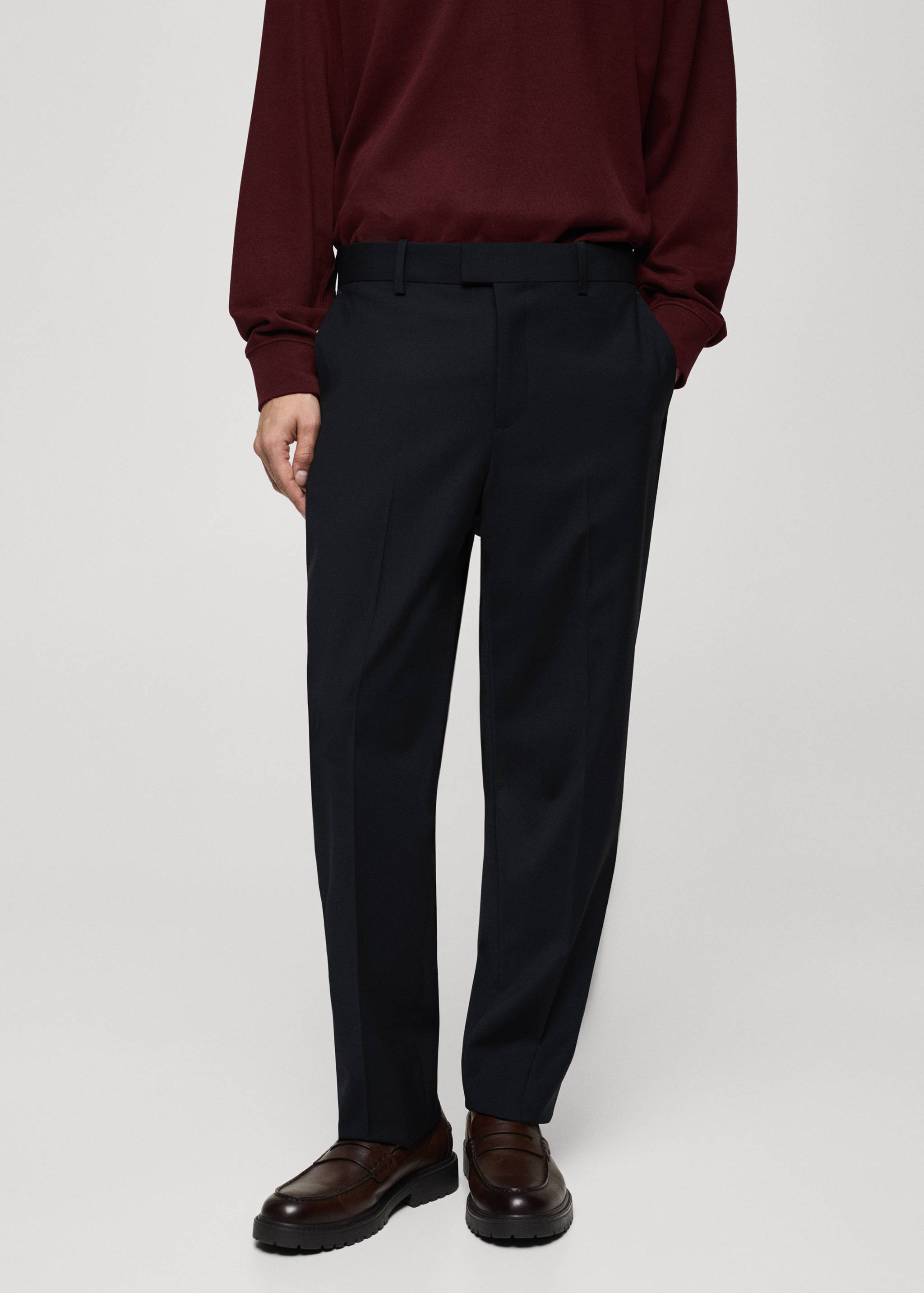 Regular-fit wool-blend suit pants - Medium plane