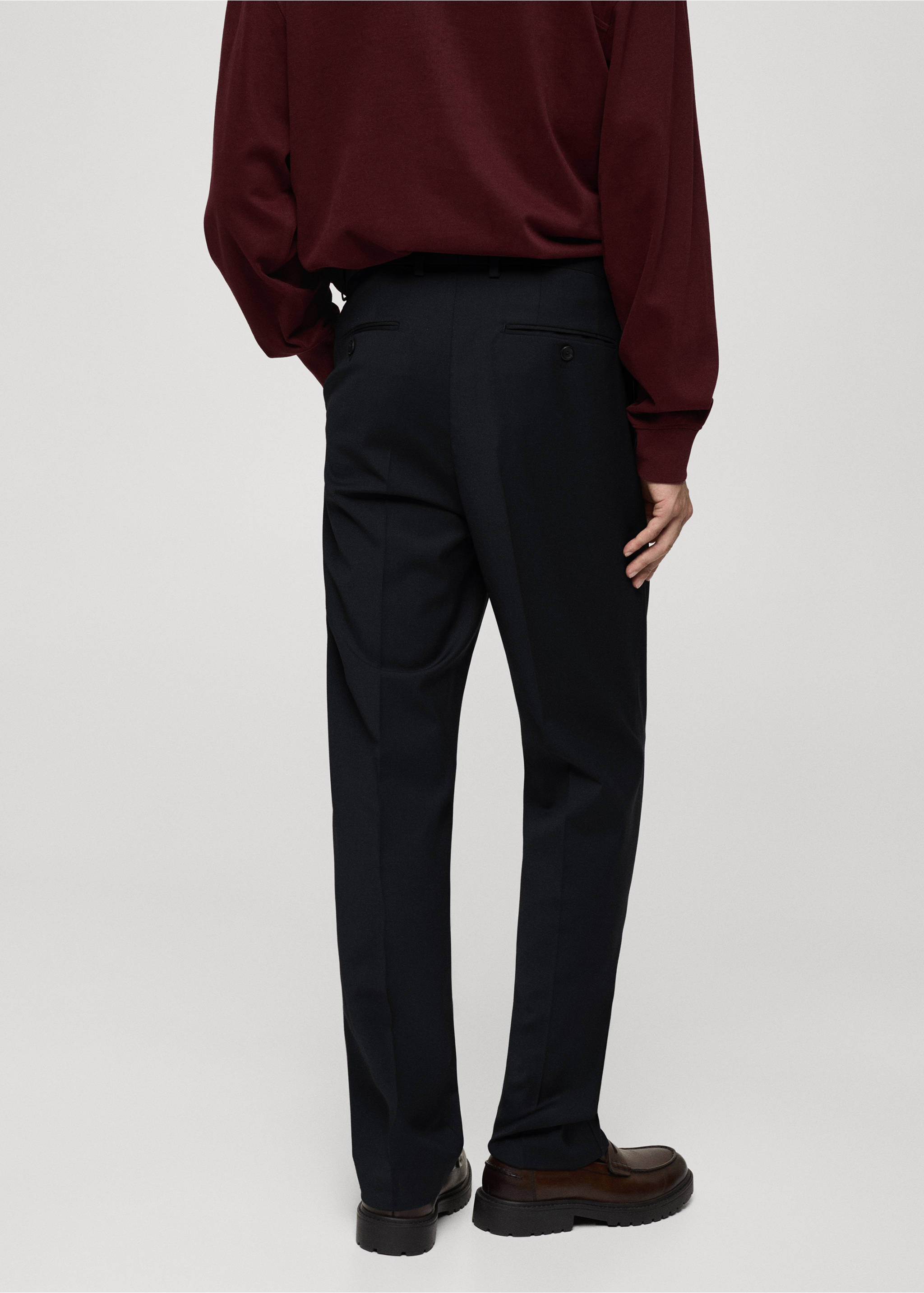 Regular-fit wool-blend suit pants - Reverse of the article, Dark Navy. Ref: 77075633-00.