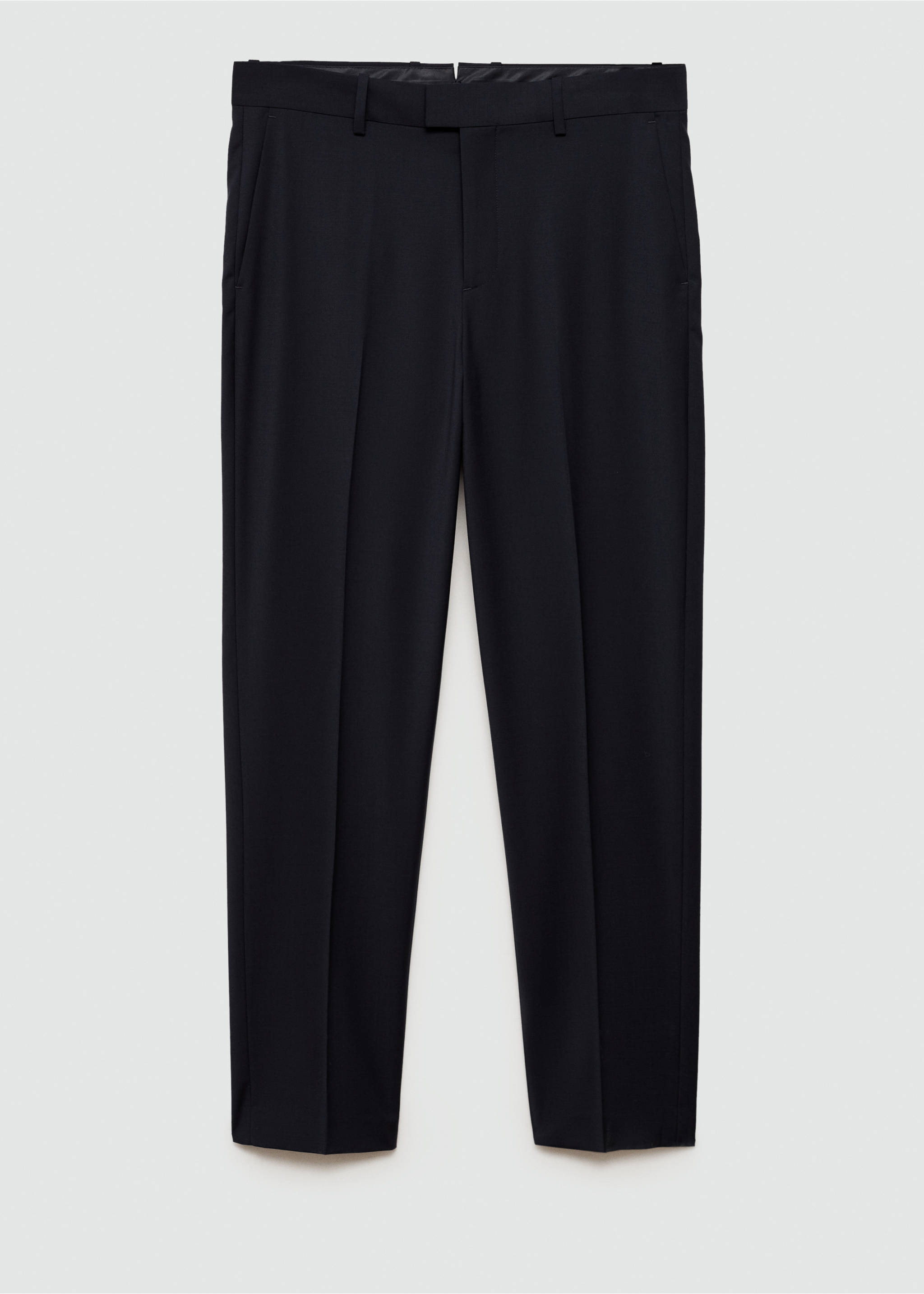 Regular-fit wool-blend suit pants - Article without model, Dark Navy. Ref: 77075633-00.