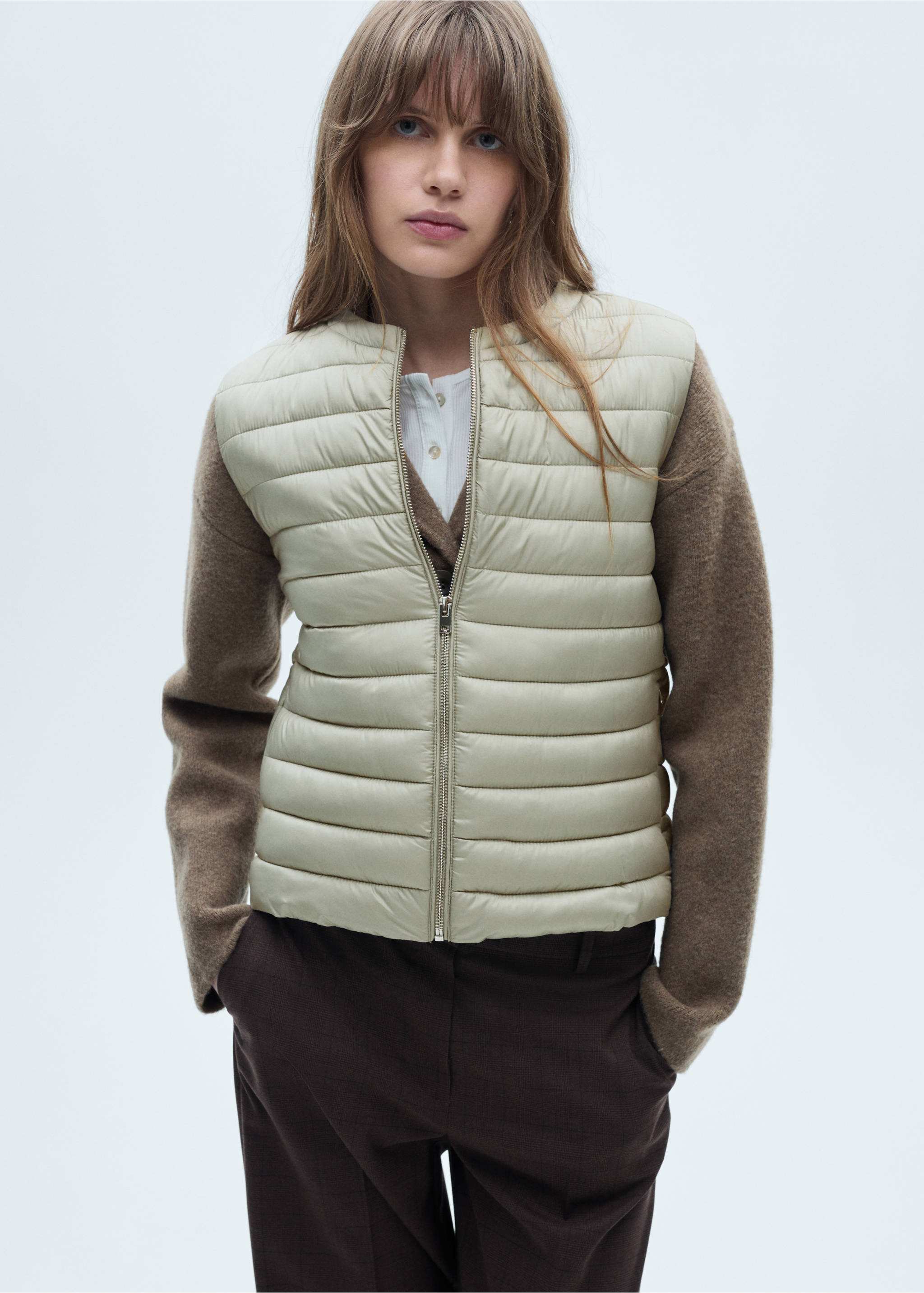 Quilted gilet - Medium plane, Light Heather Grey. Ref: 77075634-00.