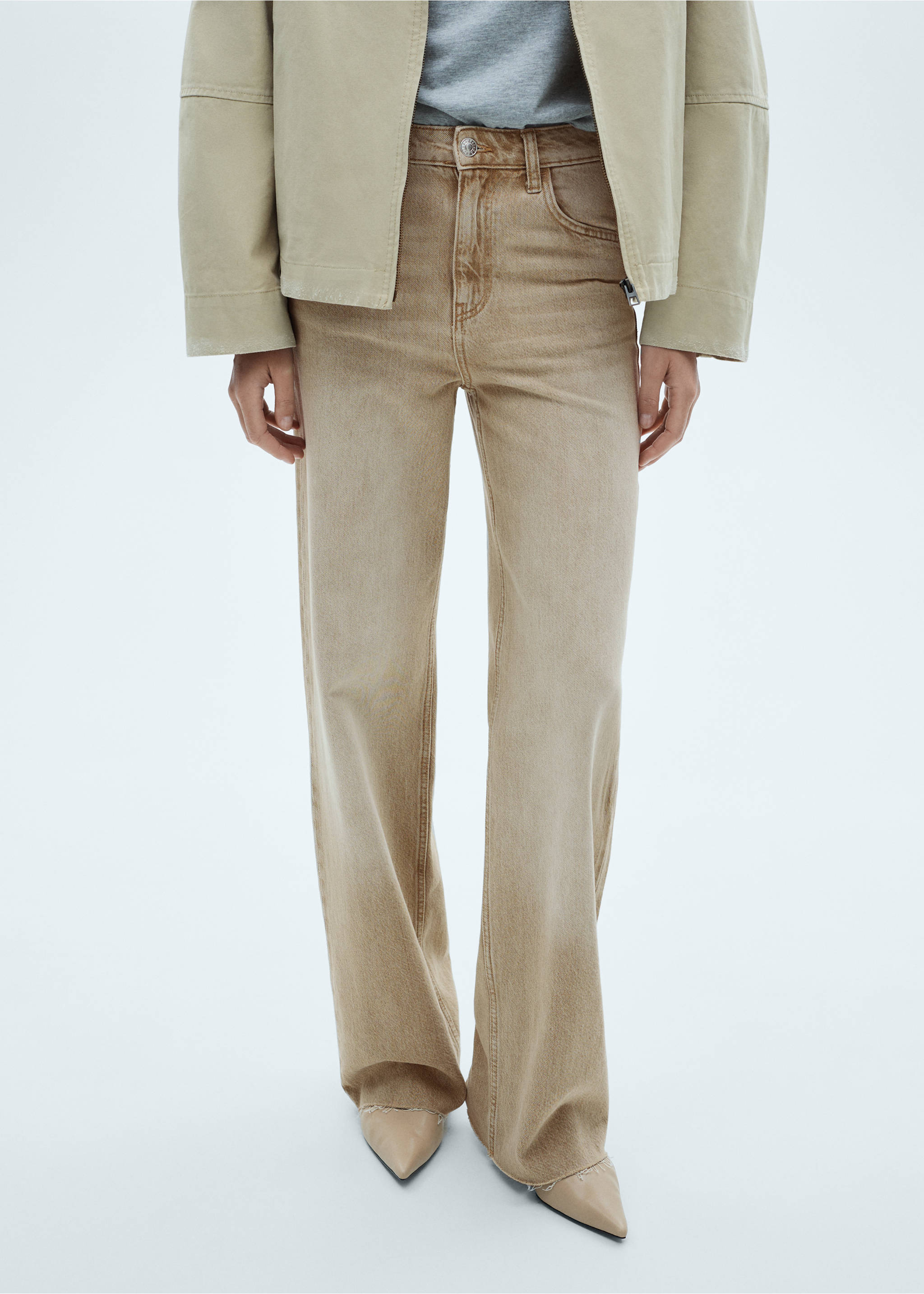 Jeans Danila med hög midja och breda ben - Detaljer om artikeln 1, Sand. Ref: 77075643-00.