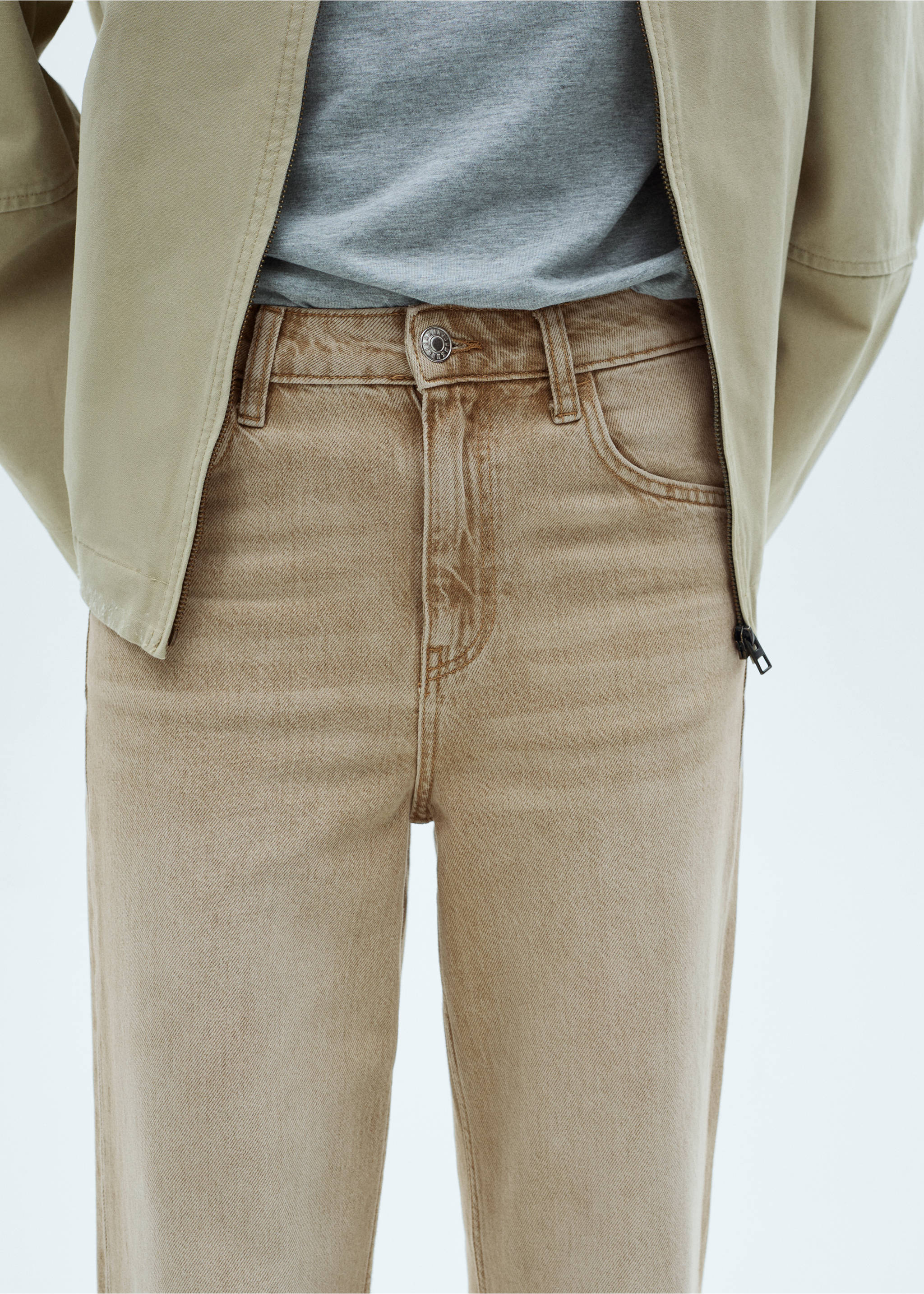 Jeans Danila med hög midja och breda ben - Detaljer om artikeln 6, Sand. Ref: 77075643-00.