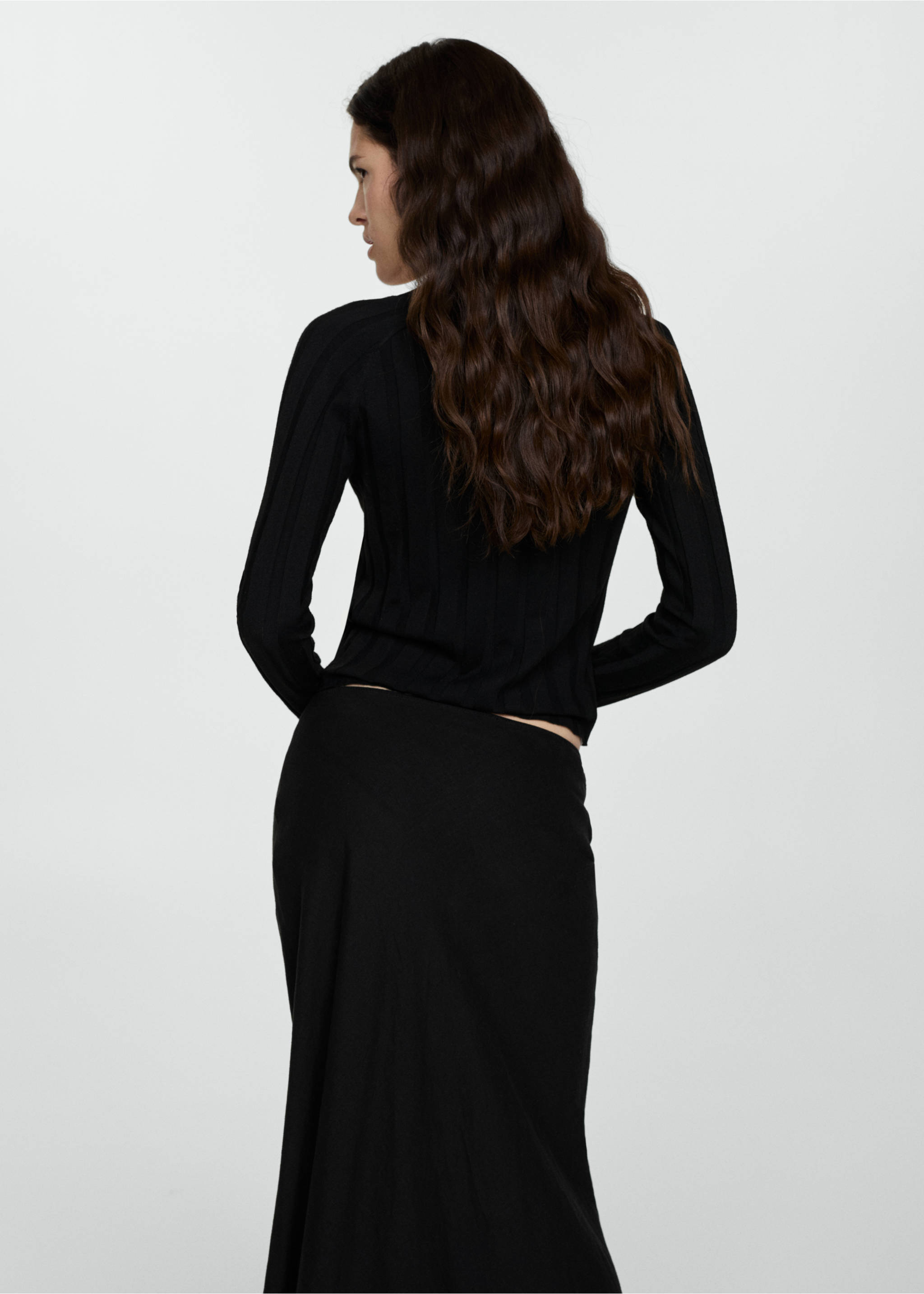 Cardigan maille boutons - Verso de l’article, Noir. Ref: 77075645-00.