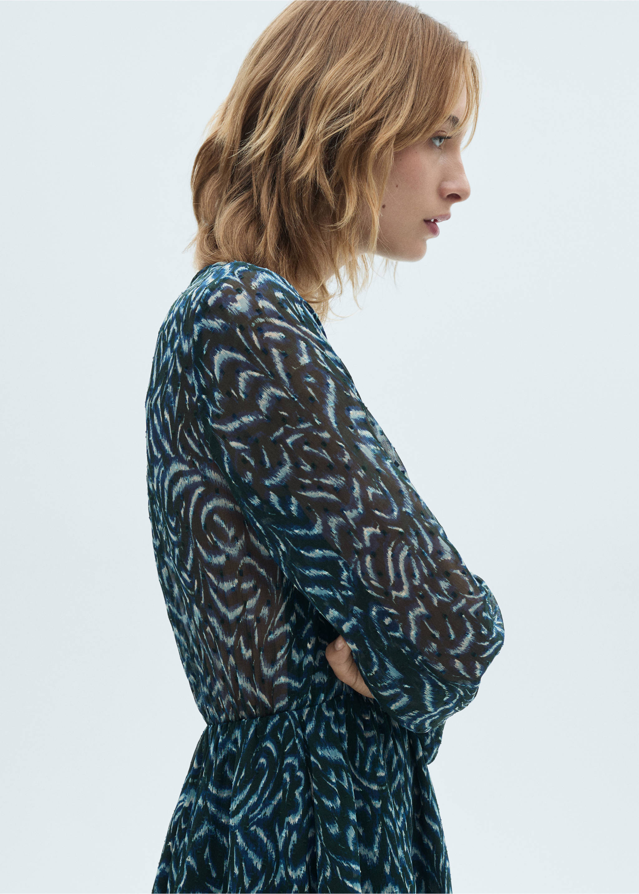 Robe courte imprimée volants - Détail de l'article 1, Vert. Ref: 77075656-00.