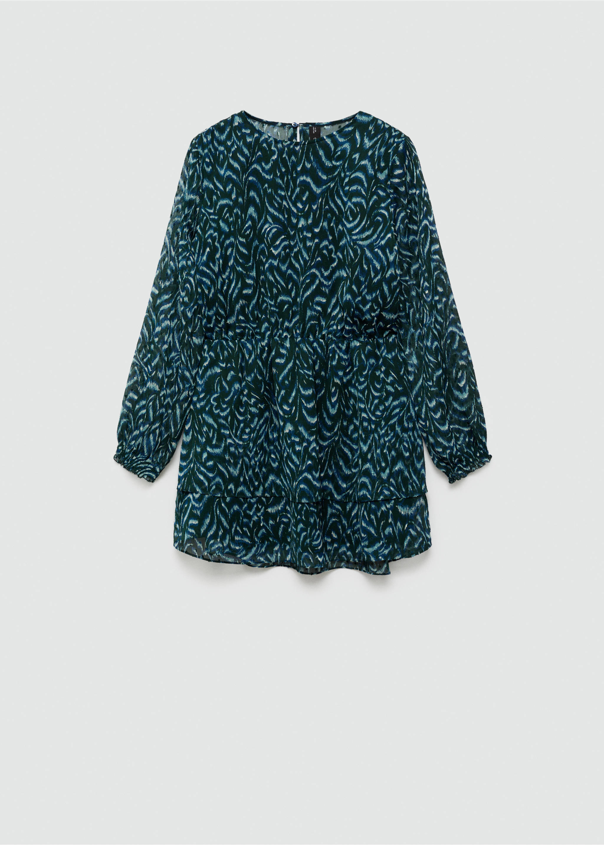 Vestido corto estampado volantes - Article without model, Green. Ref: 77075656-00.