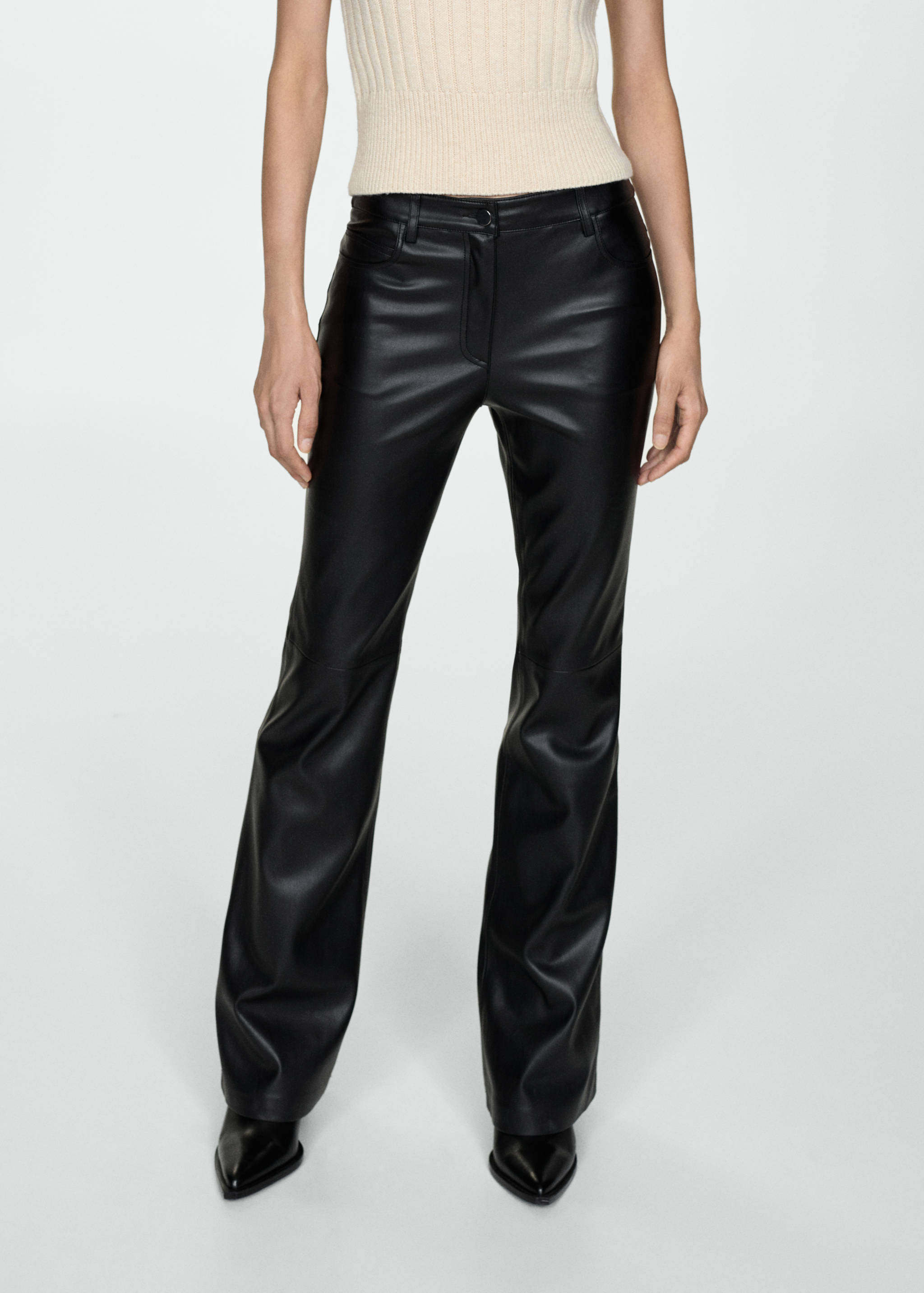 Faux-leather flared trousers - Medium plane
