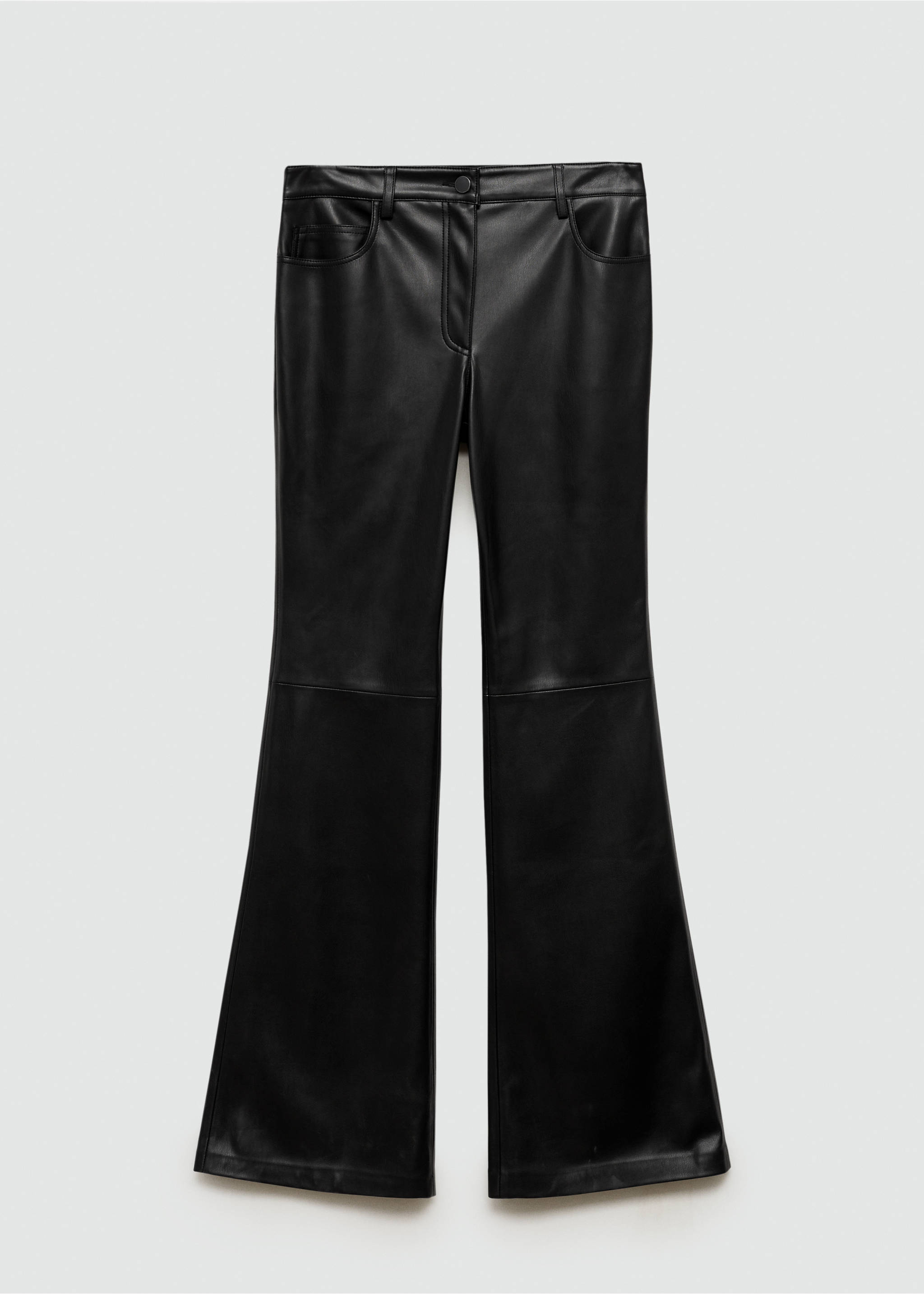 Faux-leather flared trousers - Article without model, Black. Ref: 77075664-00.
