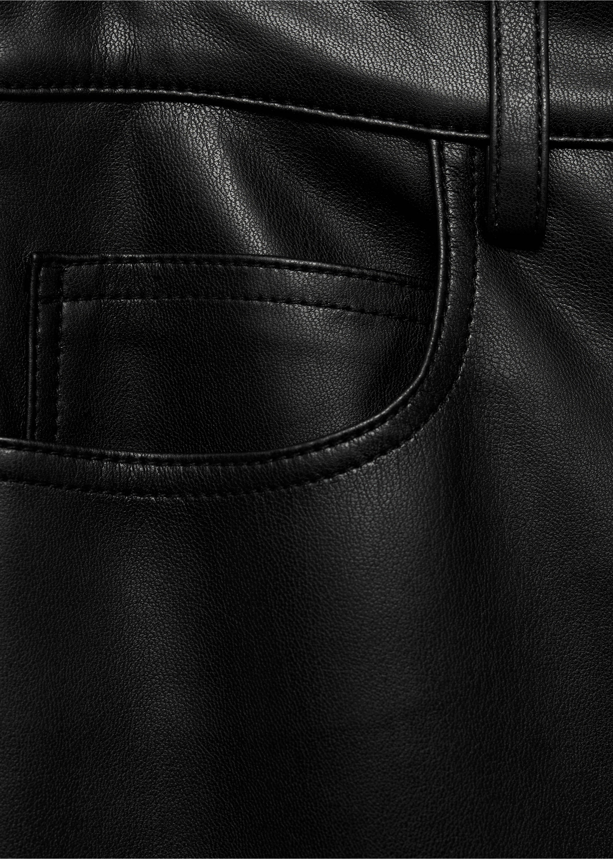 Faux-leather flared trousers - Details of the article 8, Black. Ref: 77075664-00.
