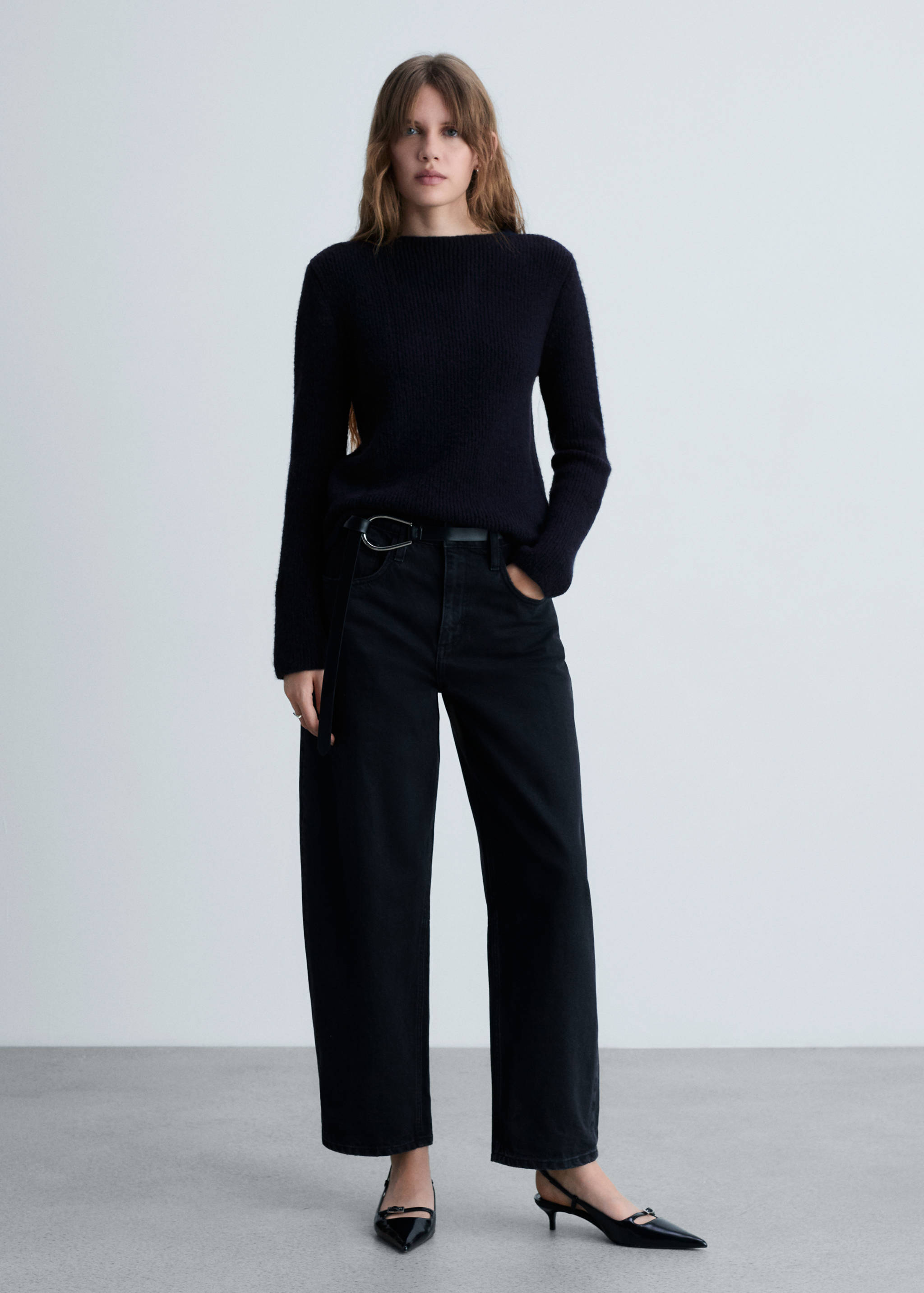 Knitted sweater with perkins neck - General plane