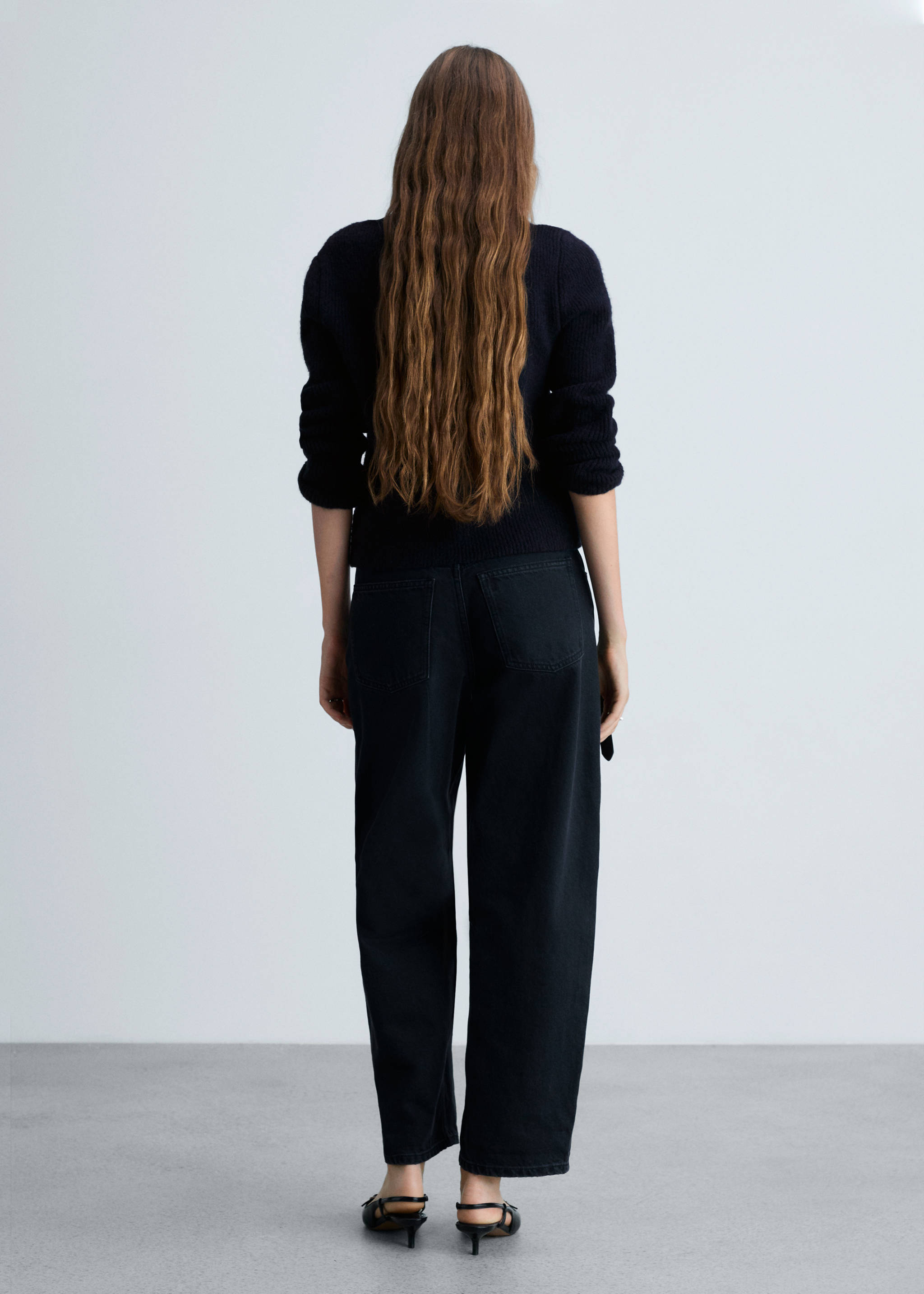 Knitted sweater with perkins neck - Reverse of the article