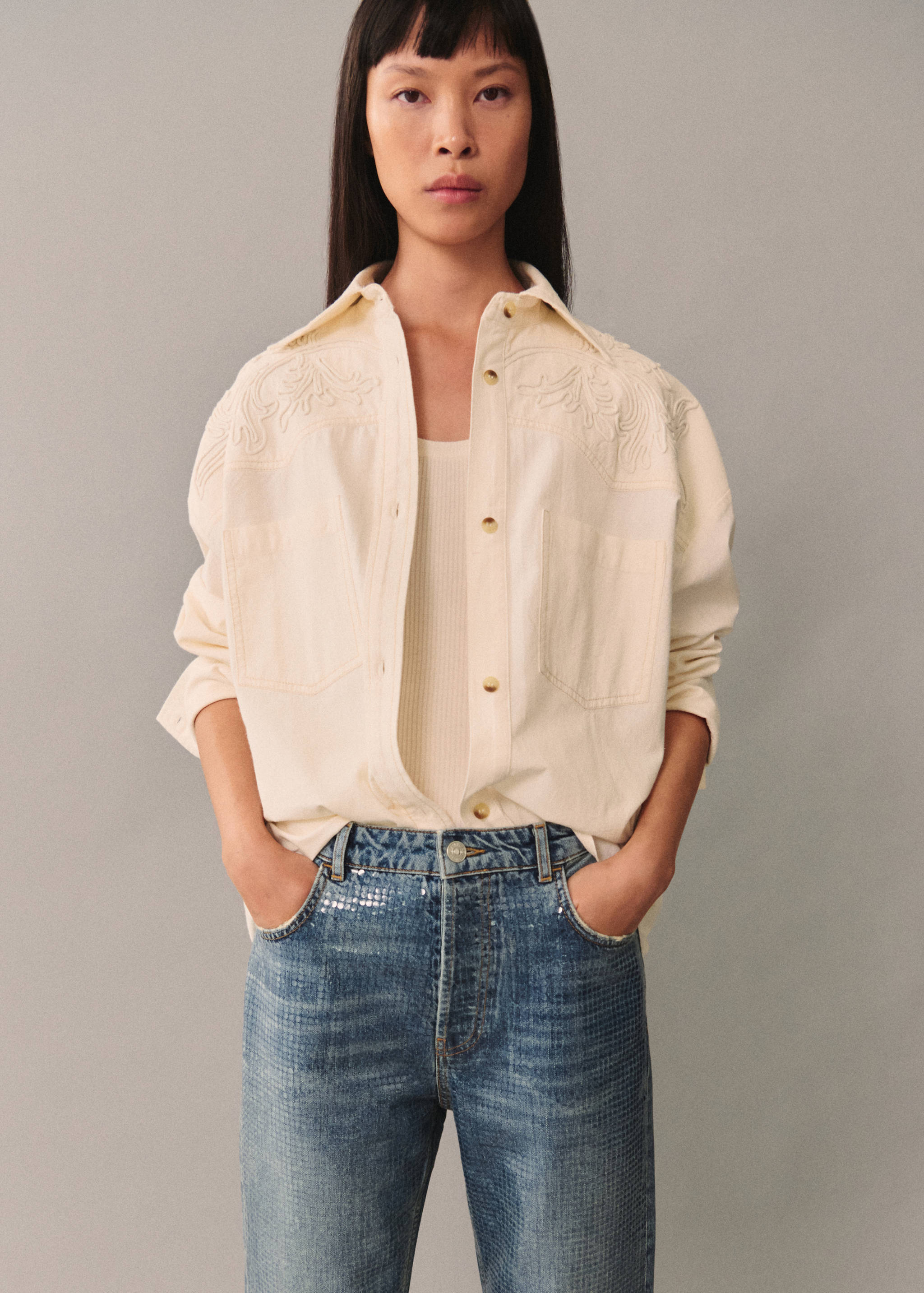 Jeans lentejuelas bajo aberturas - Detalle del artículo 1