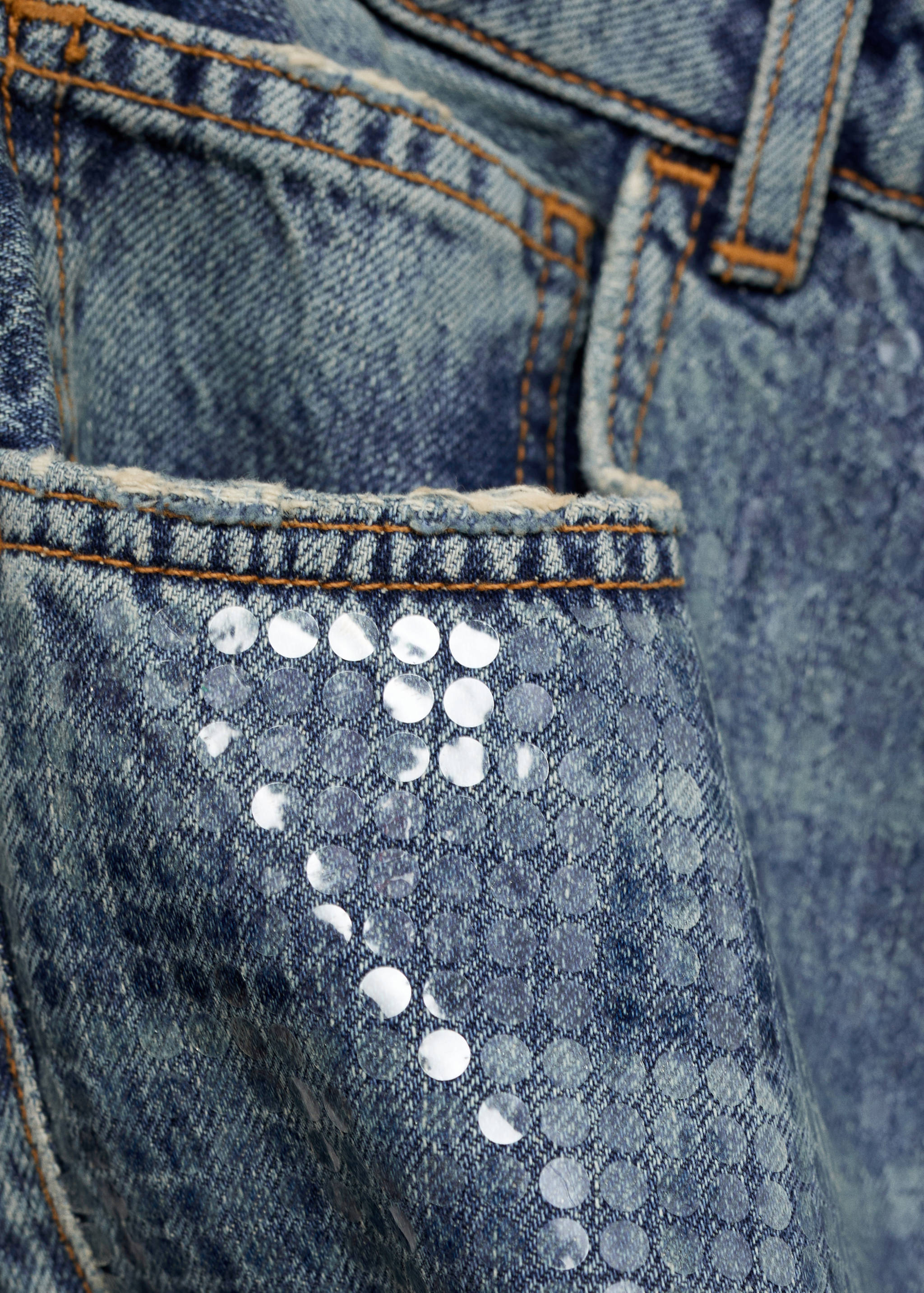 Jeans lentejuelas bajo aberturas - Detalle del artículo 0