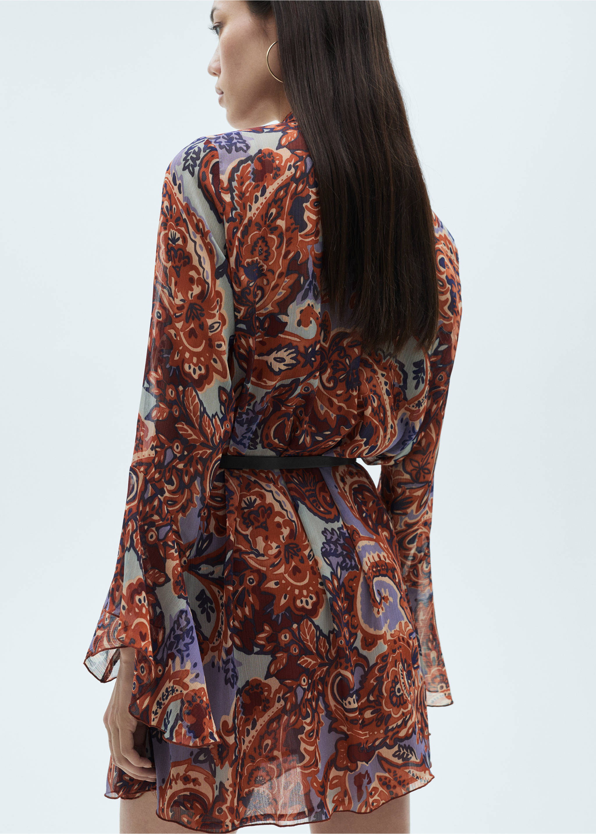 Vestito stampa paisley volant - Retro dell'articolo, Marrone. Ref: 77075672-00.