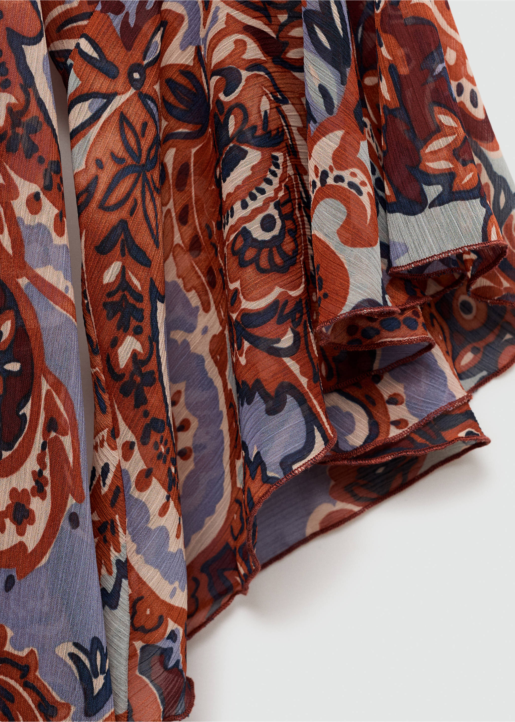 Vestito stampa paisley volant - Dettaglio dell'articolo 0, Marrone. Ref: 77075672-00.