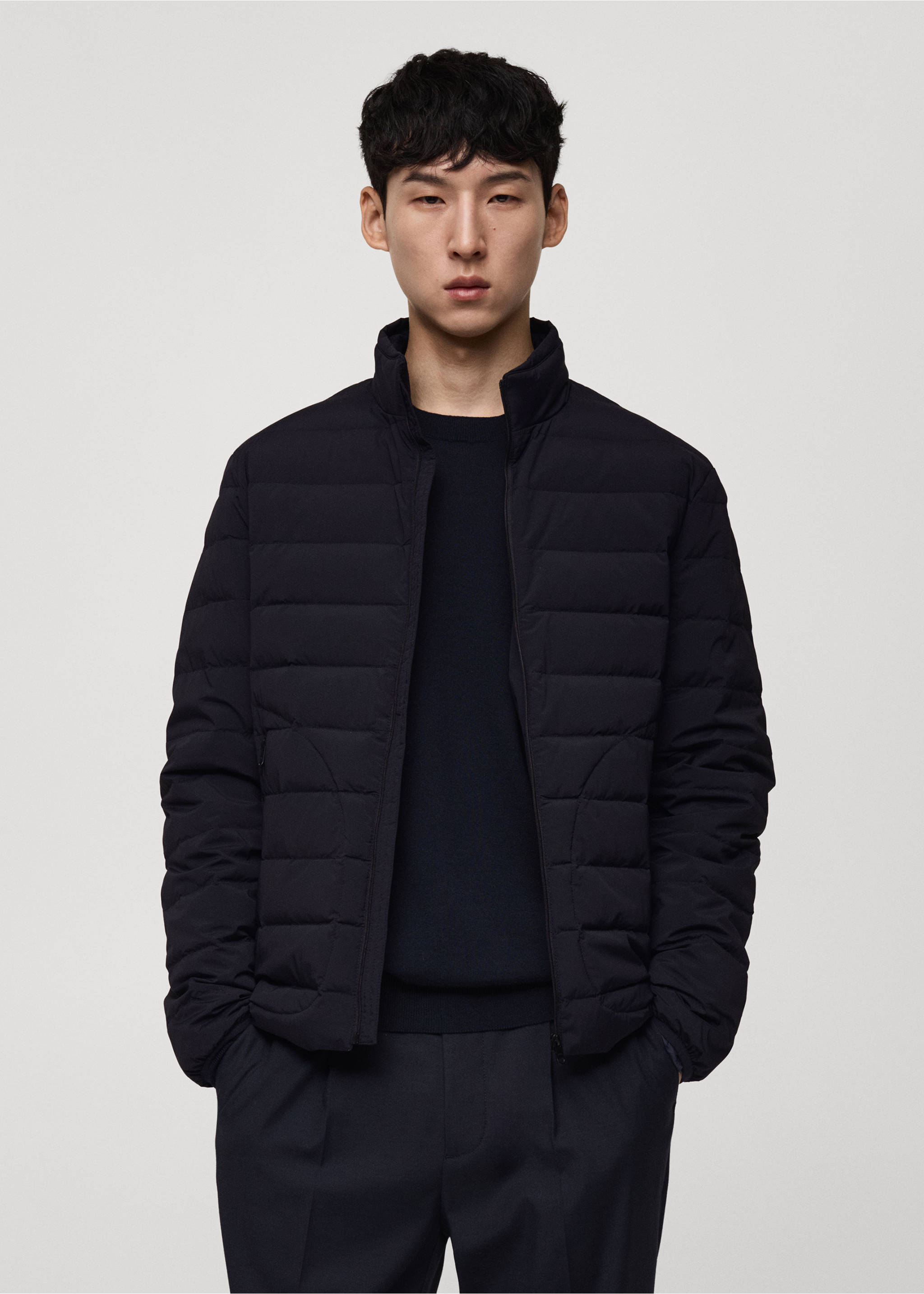 Quilted jacket with feather filling - Medium plane, Dark Navy. Ref: 77075959-00.