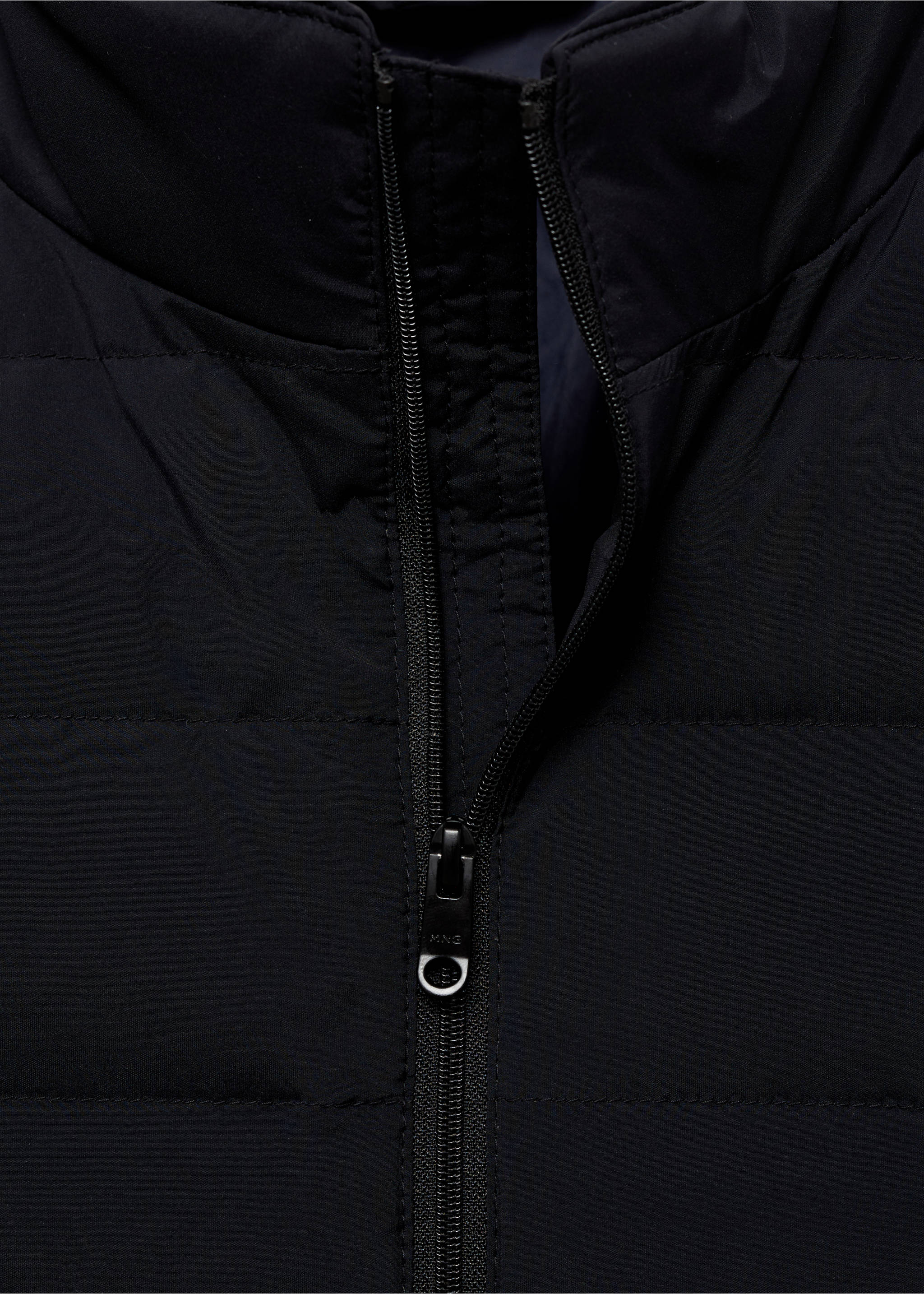 Quilted jacket with feather filling - Details of the article 8, Dark Navy. Ref: 77075959-00.