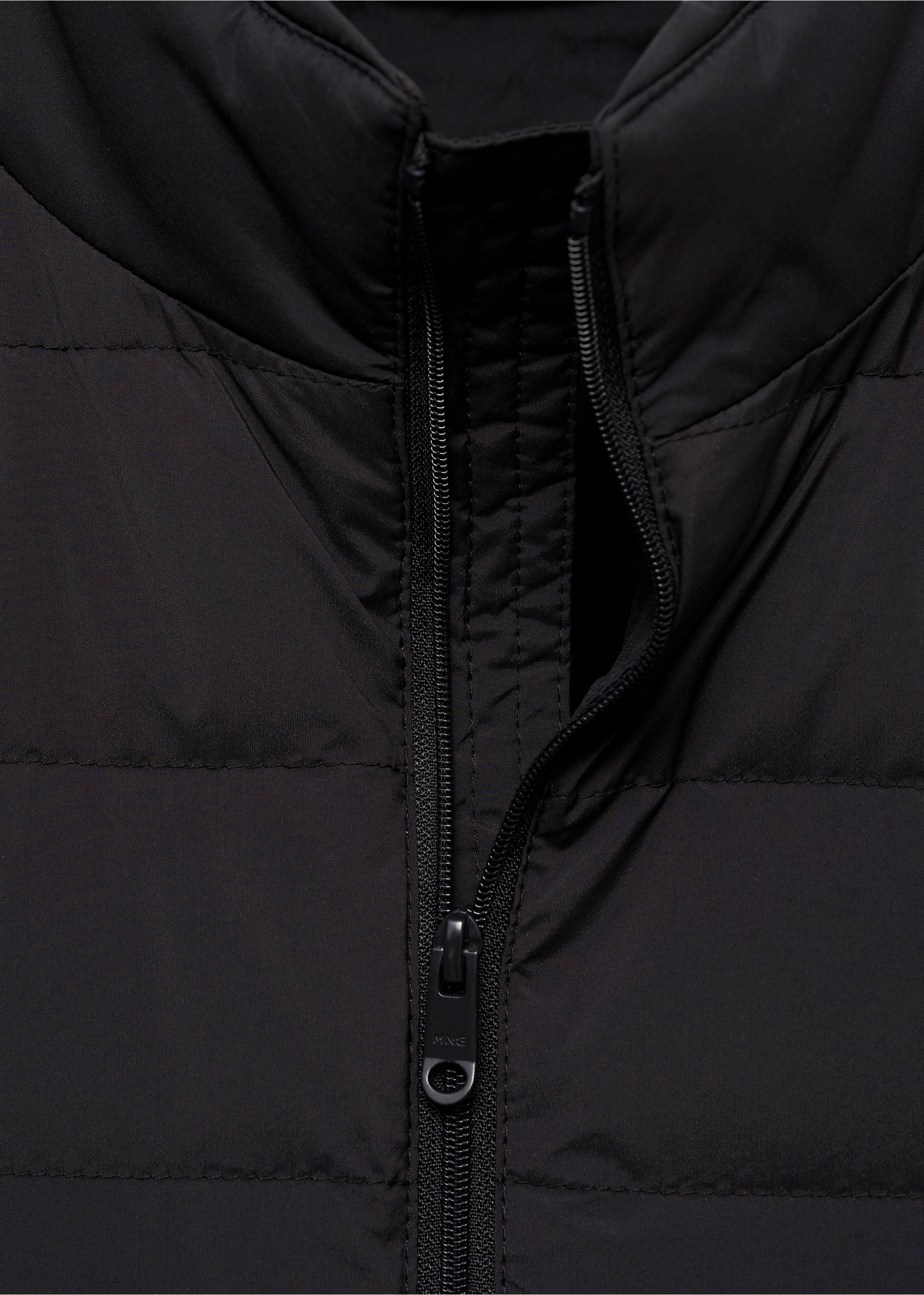 Quilted jacket with feather filling - Details of the article 8, Charcoal. Ref: 77075959-00.