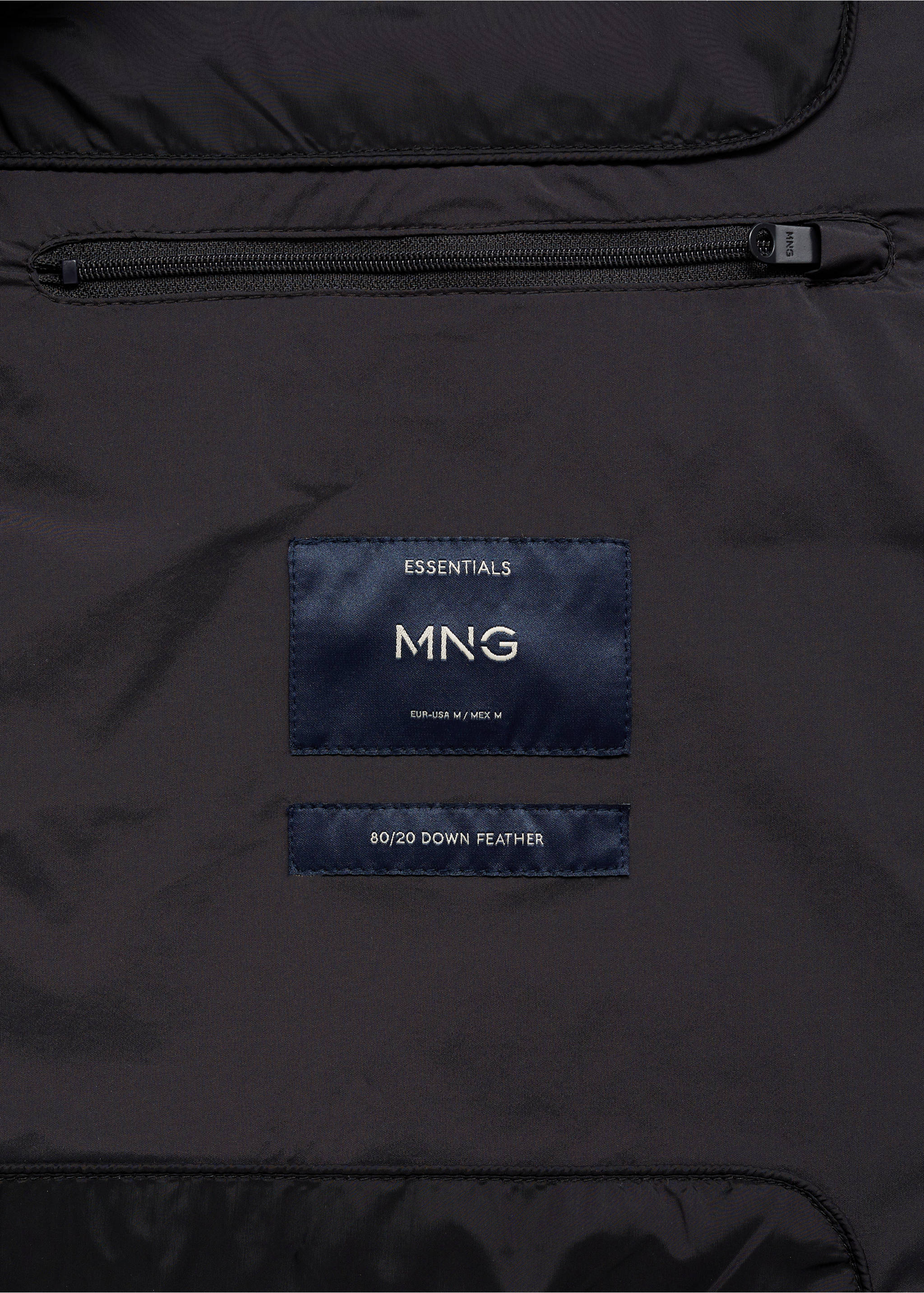 Quilted jacket with feather filling - Details of the article 0, Charcoal. Ref: 77075959-00.