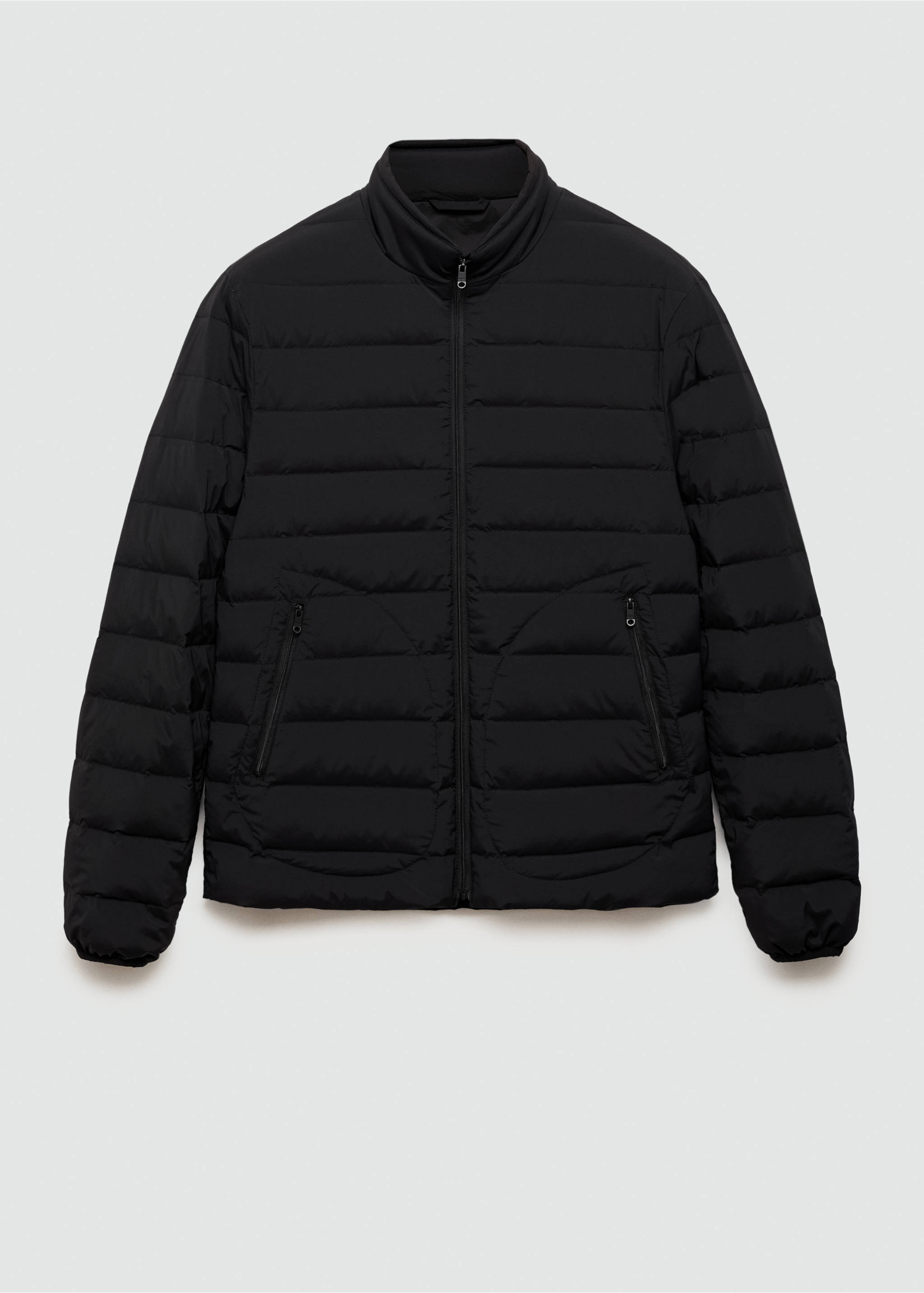 Quilted jacket with feather filling - Article without model, Black. Ref: 77075959-00.