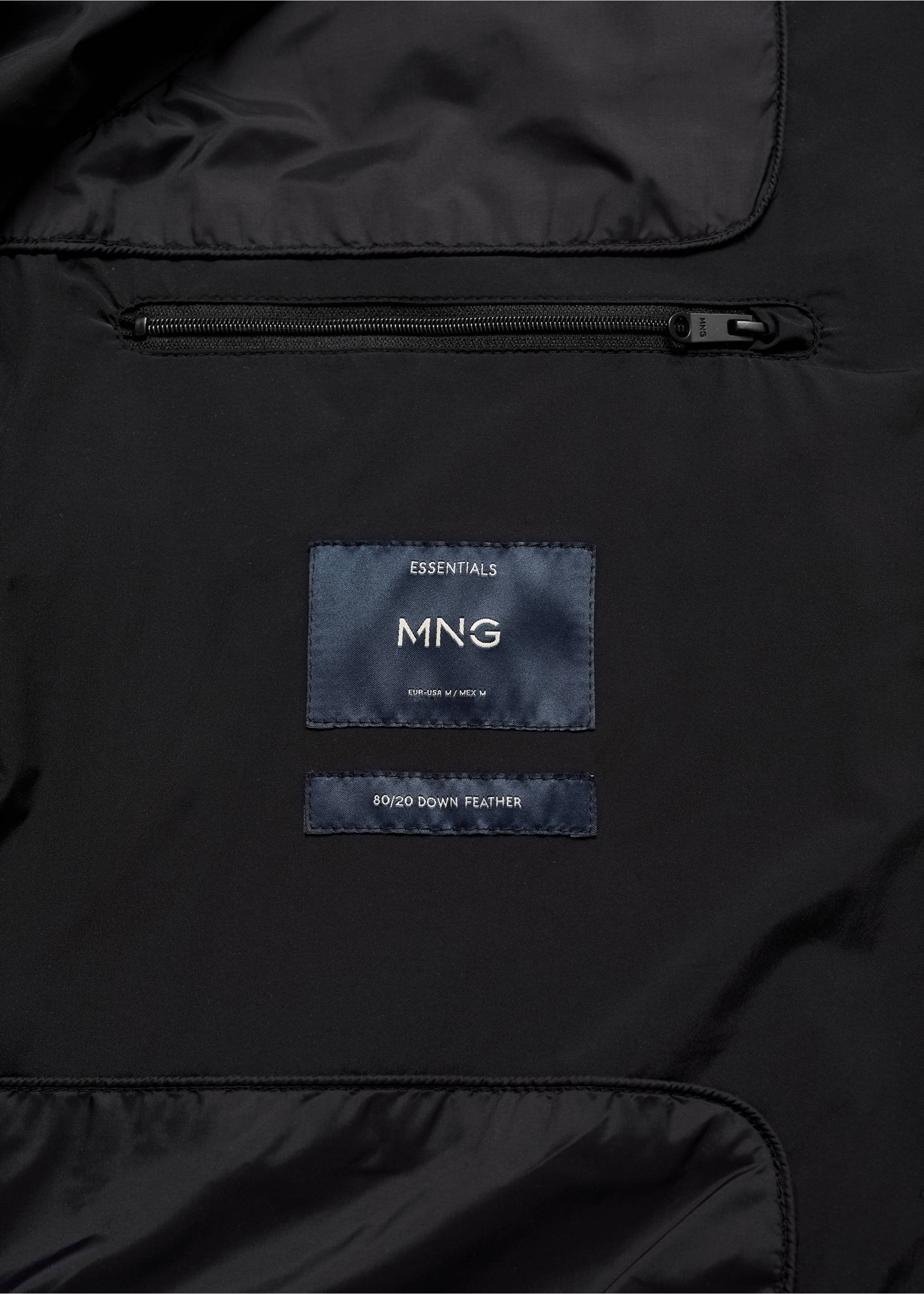 Quilted jacket with feather filling - Details of the article 0, Black. Ref: 77075959-00.