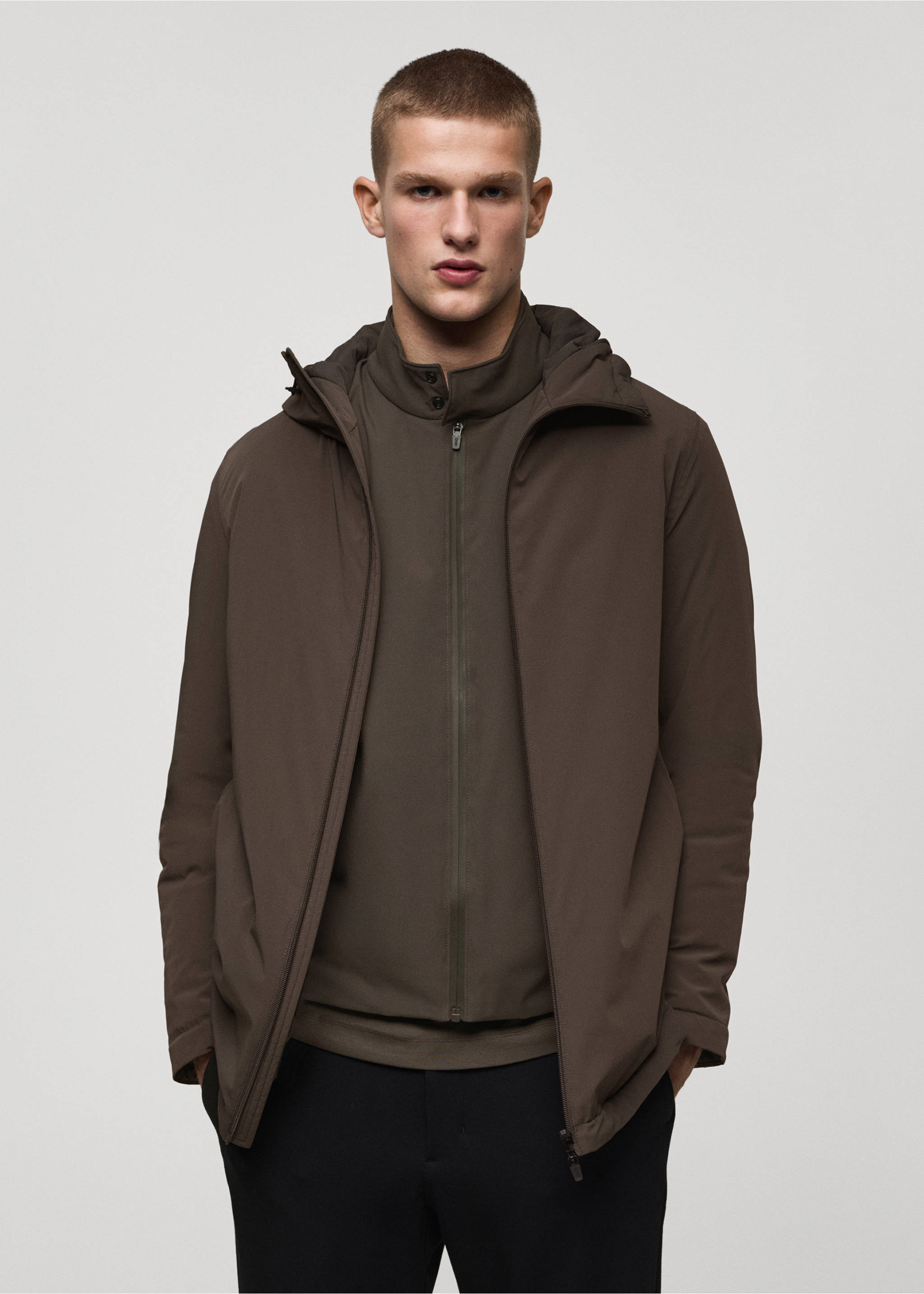 Thermore® waterproof quilted barn jacket with Thermore® padding - Medium plane, Brown. Ref: 77075960-00.