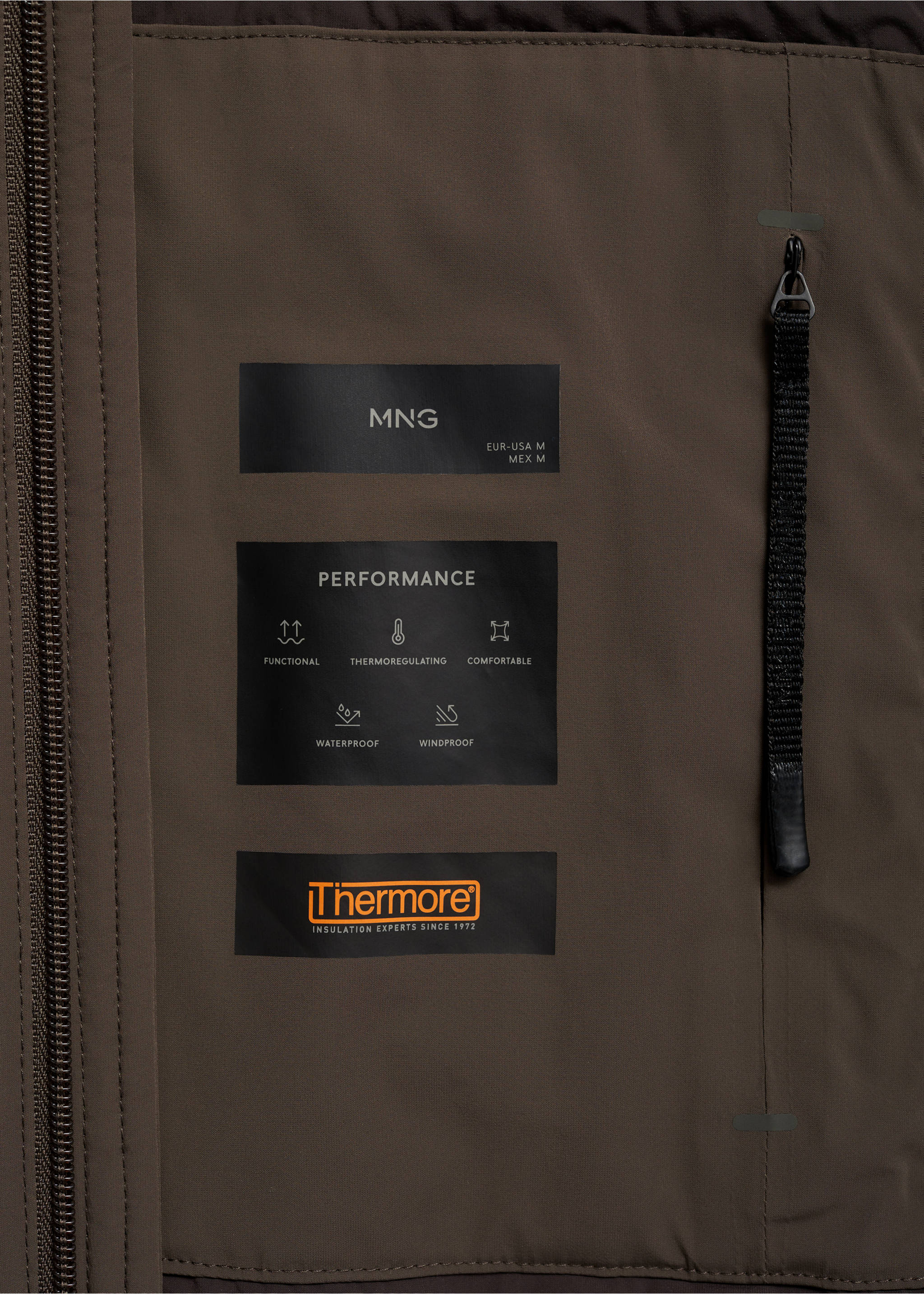 Thermore® waterproof quilted barn jacket with Thermore® padding - Details of the article 0, Brown. Ref: 77075960-00.