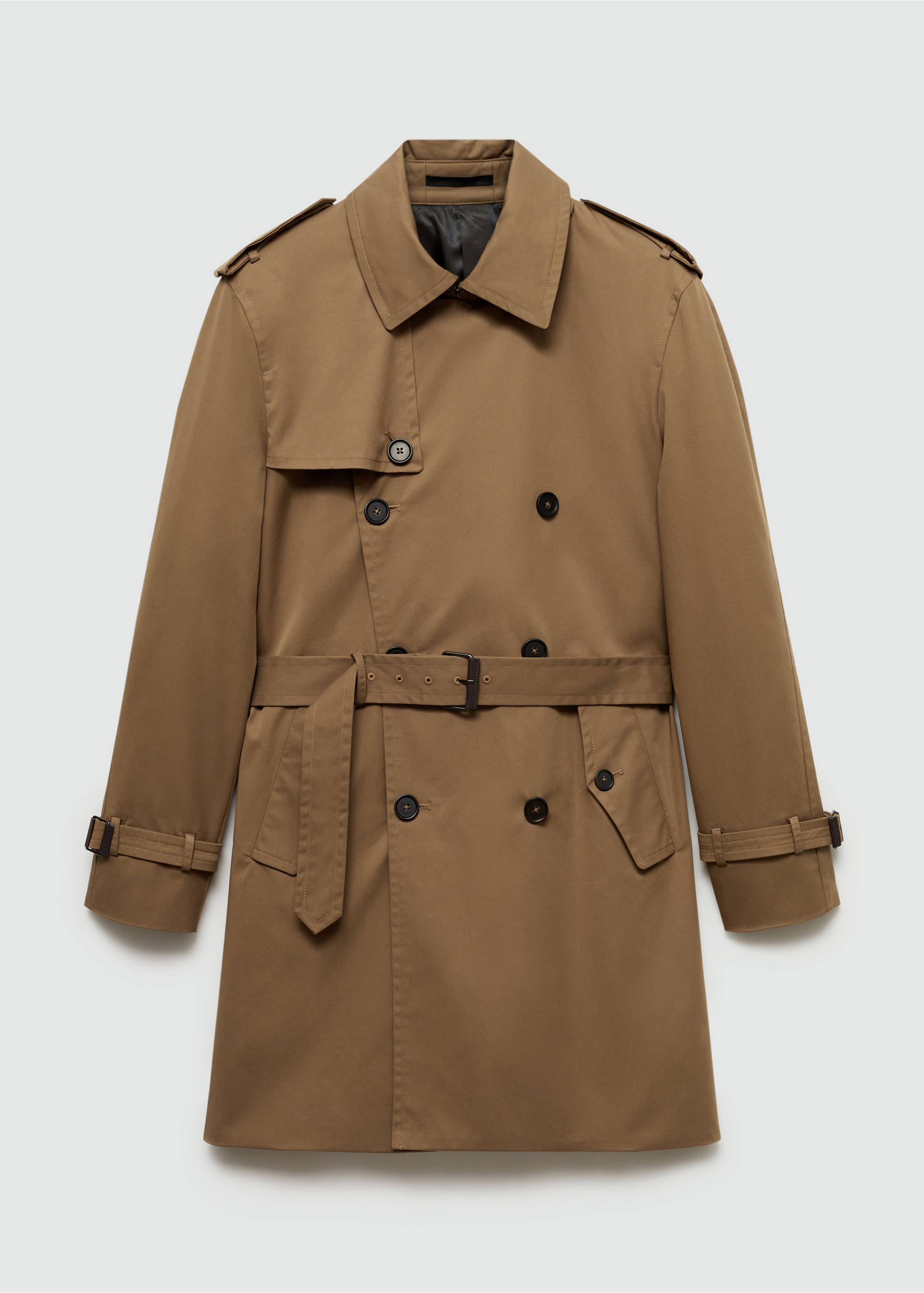 Water-repellent belted trench coat - Article without model, Tobacco Brown. Ref: 77075961-00.
