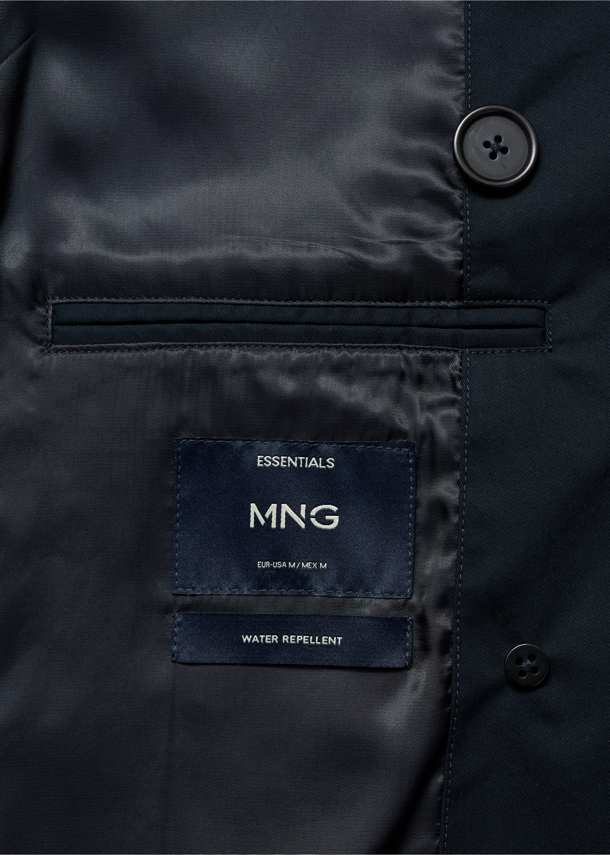 Water-repellent belted trench coat - Details of the article 0, Dark Navy. Ref: 77075961-00.