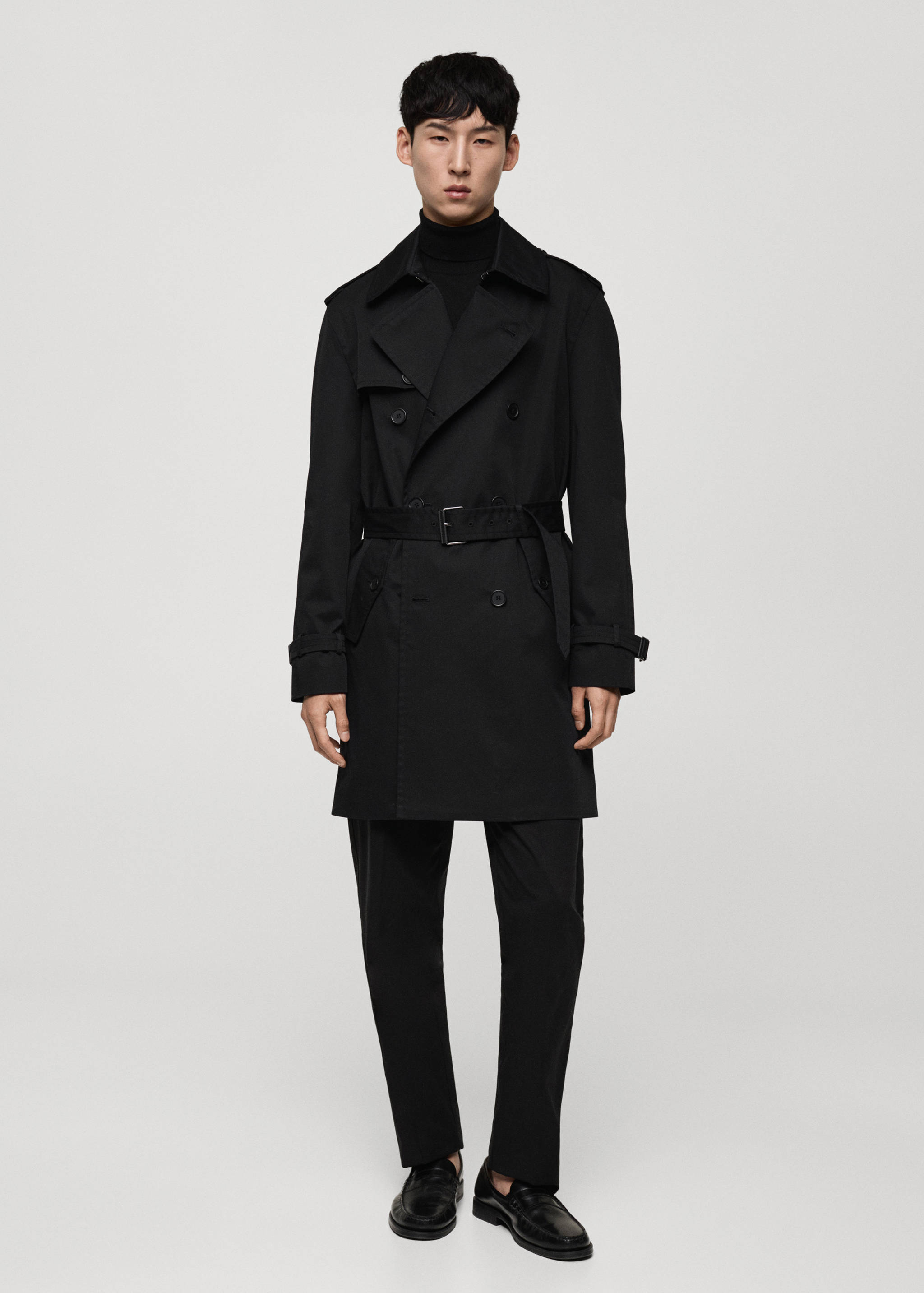 Water-repellent belted trench coat - General plane