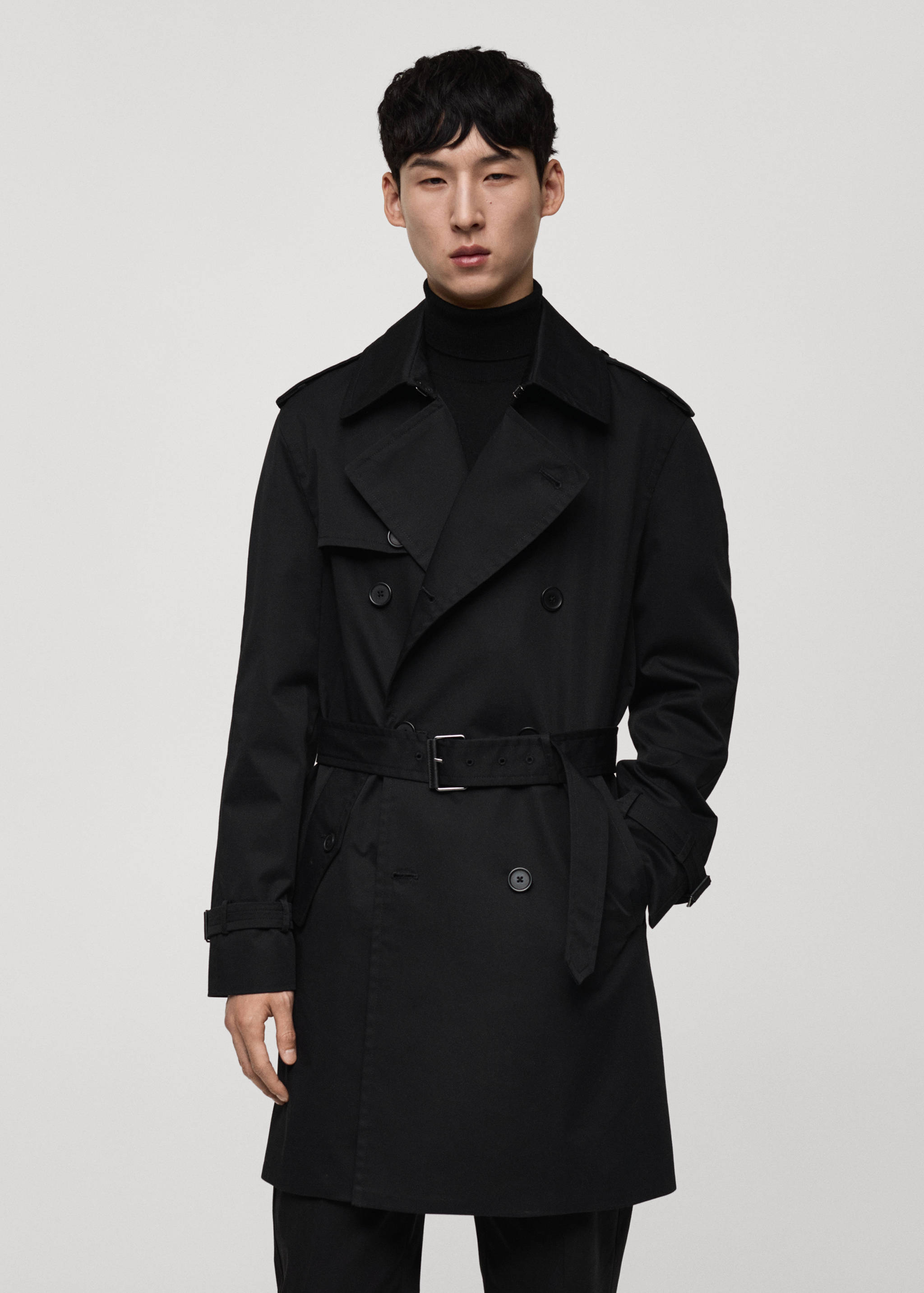 Water-repellent belted trench coat - Medium plane