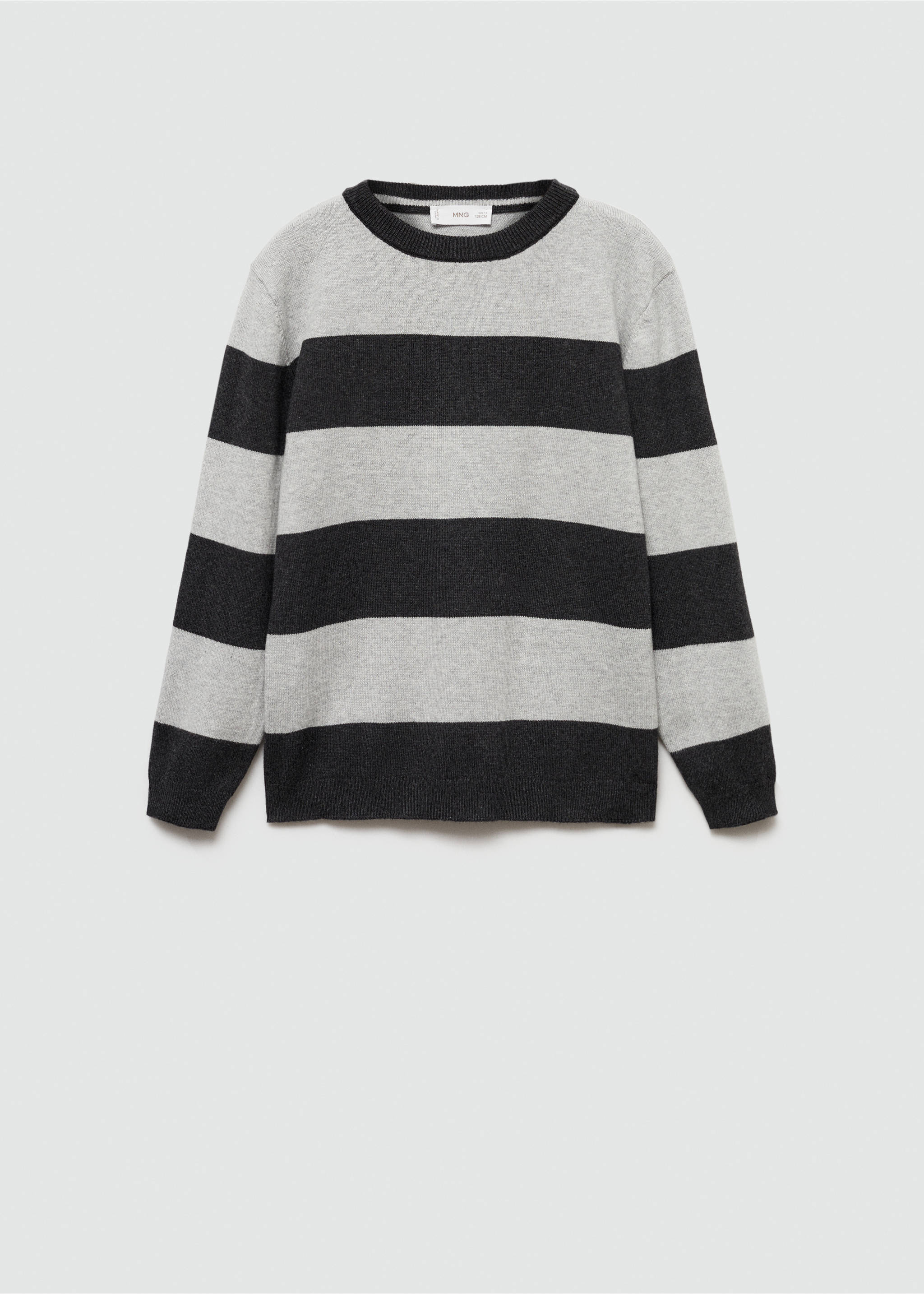 Knit striped sweater - Article without model, Charcoal. Ref: 77075964-00.