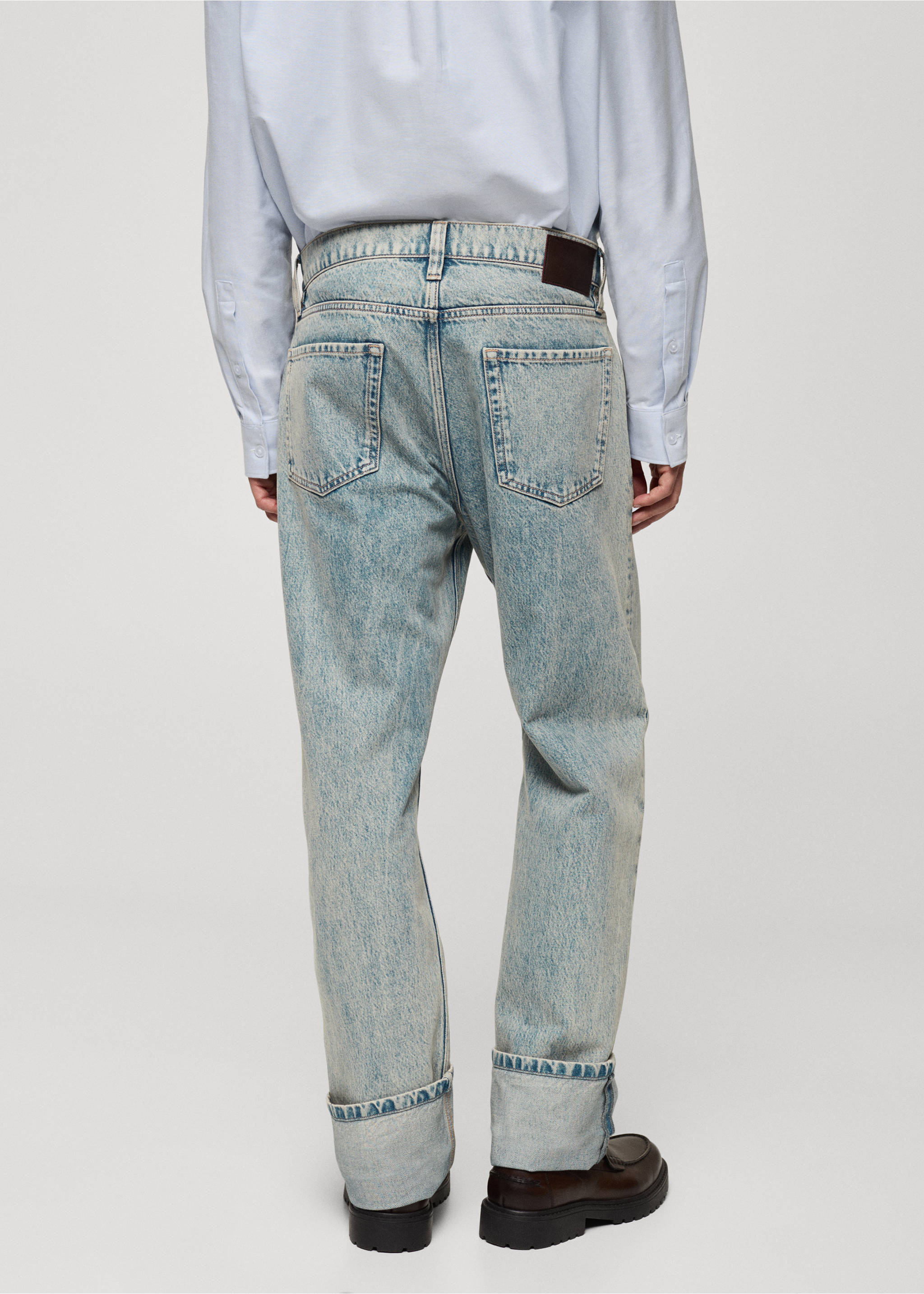 Jeans straight fit bajo vuelta - Reverso del artículo, Azul bleach. Ref: 77075972-00.