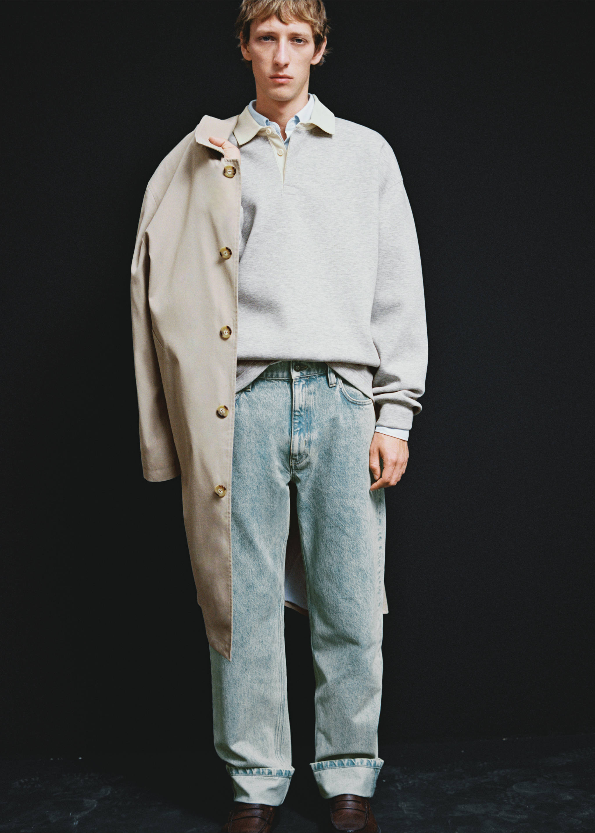 Jeans straight fit bajo vuelta - Detalle del artículo 3, Azul bleach. Ref: 77075972-00.