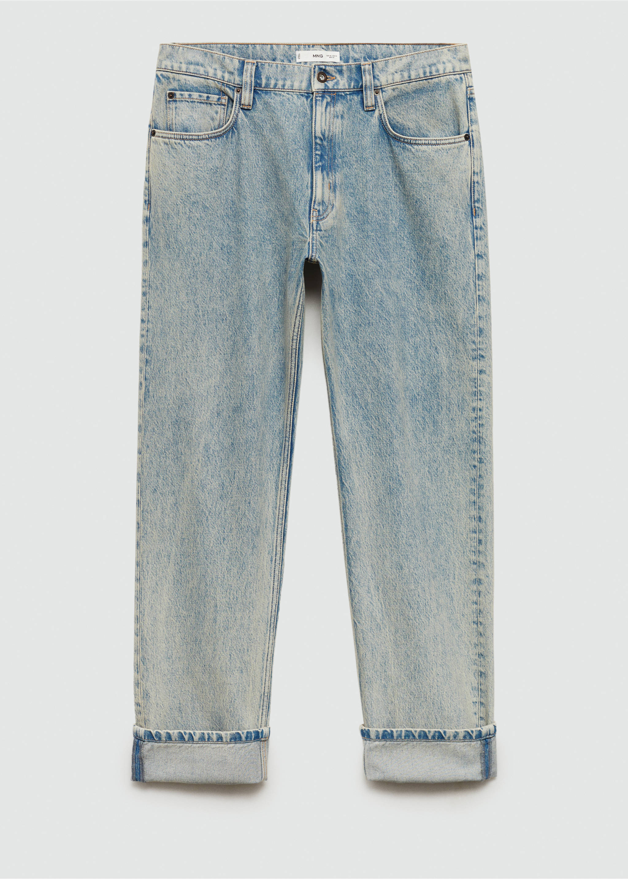 Straight Fit-Jeans mit Umschlagsaum - Artikel ohne Model, Bleach-Blau. Ref: 77075972-00.