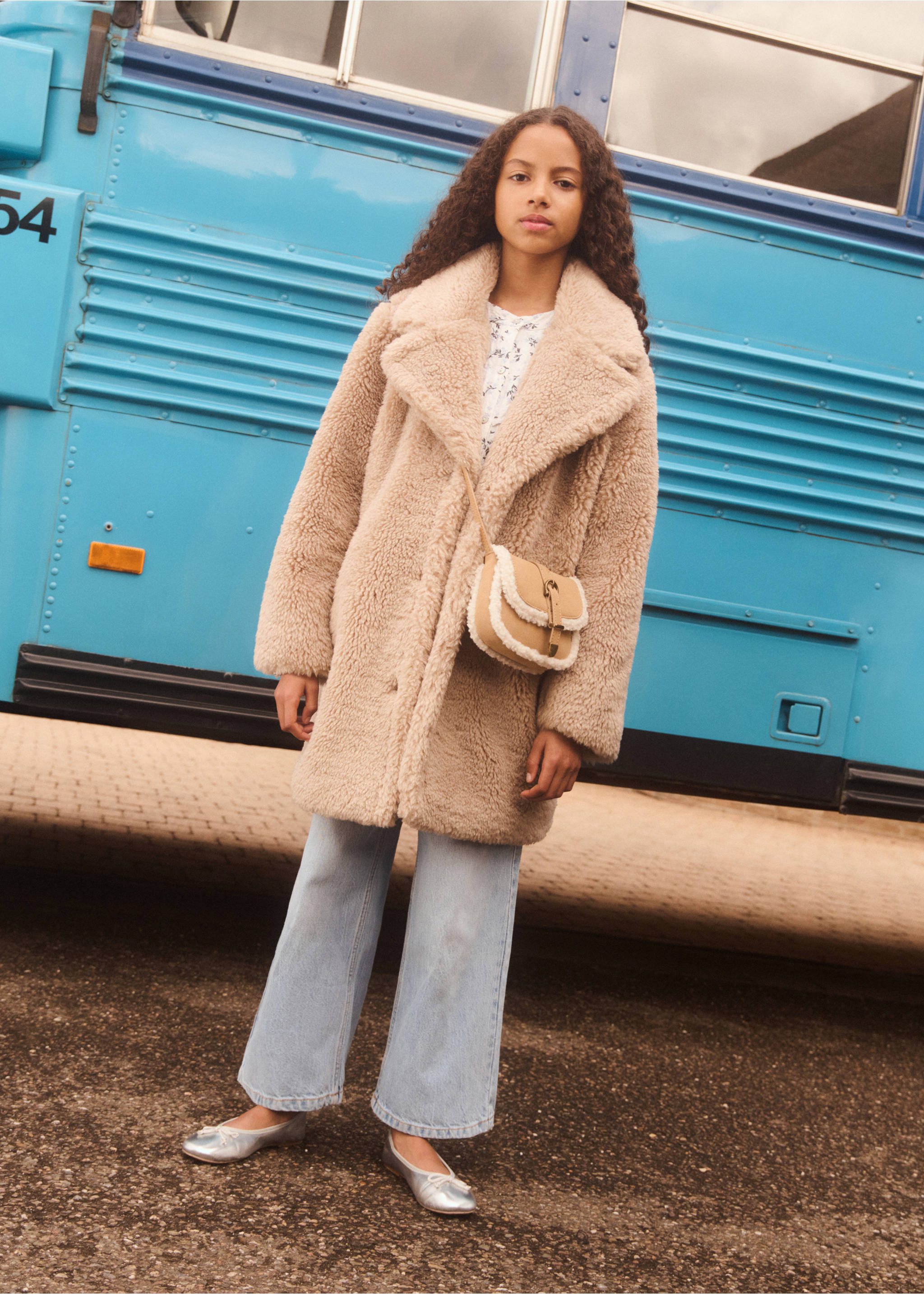 Manteau imitation mouton - Détail de l'article 5, Marron moyen. Ref: 77075974-00.