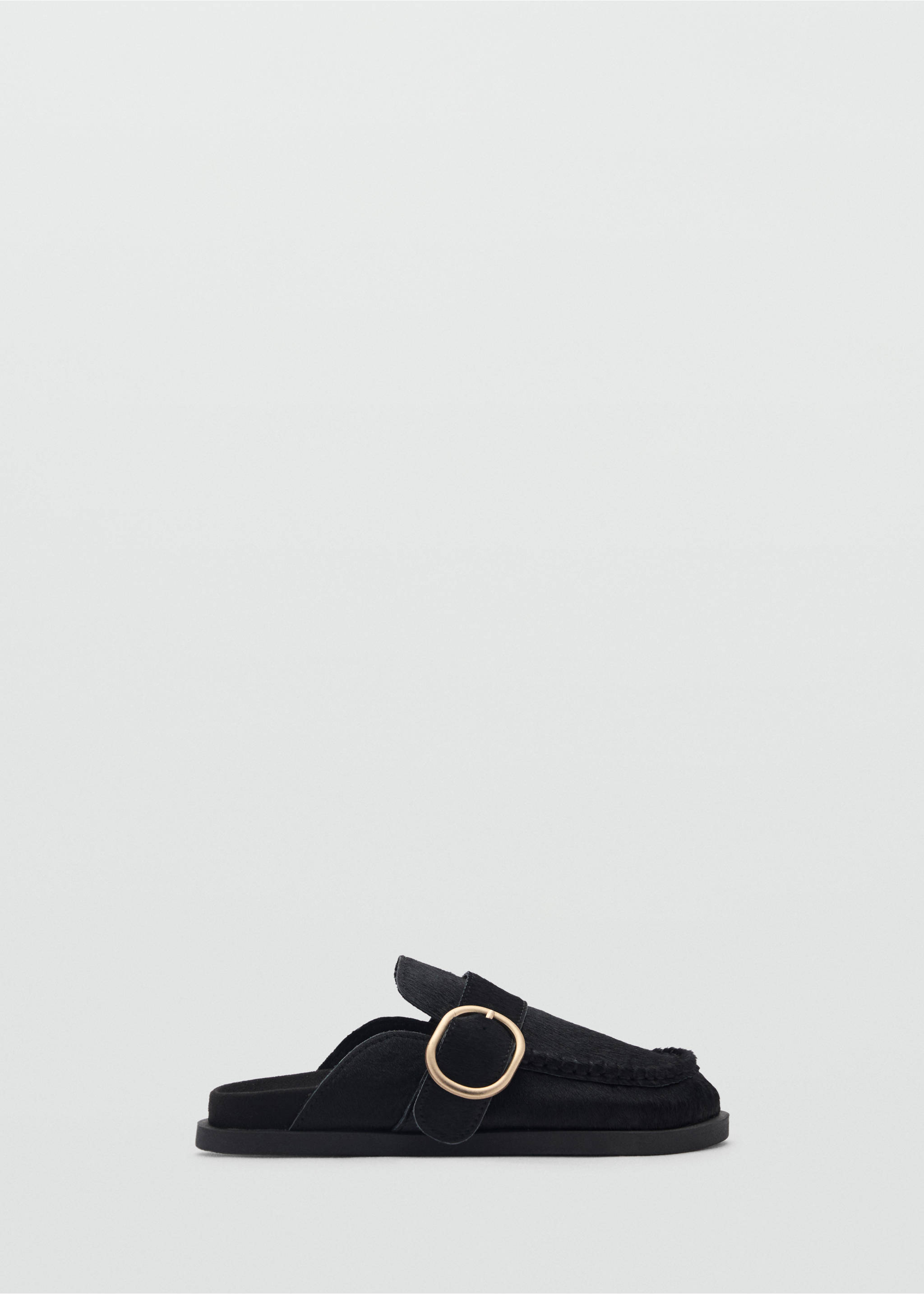 Leren klomp met gesp - Artikel zonder model, Zwart. Ref: 77075975-00.