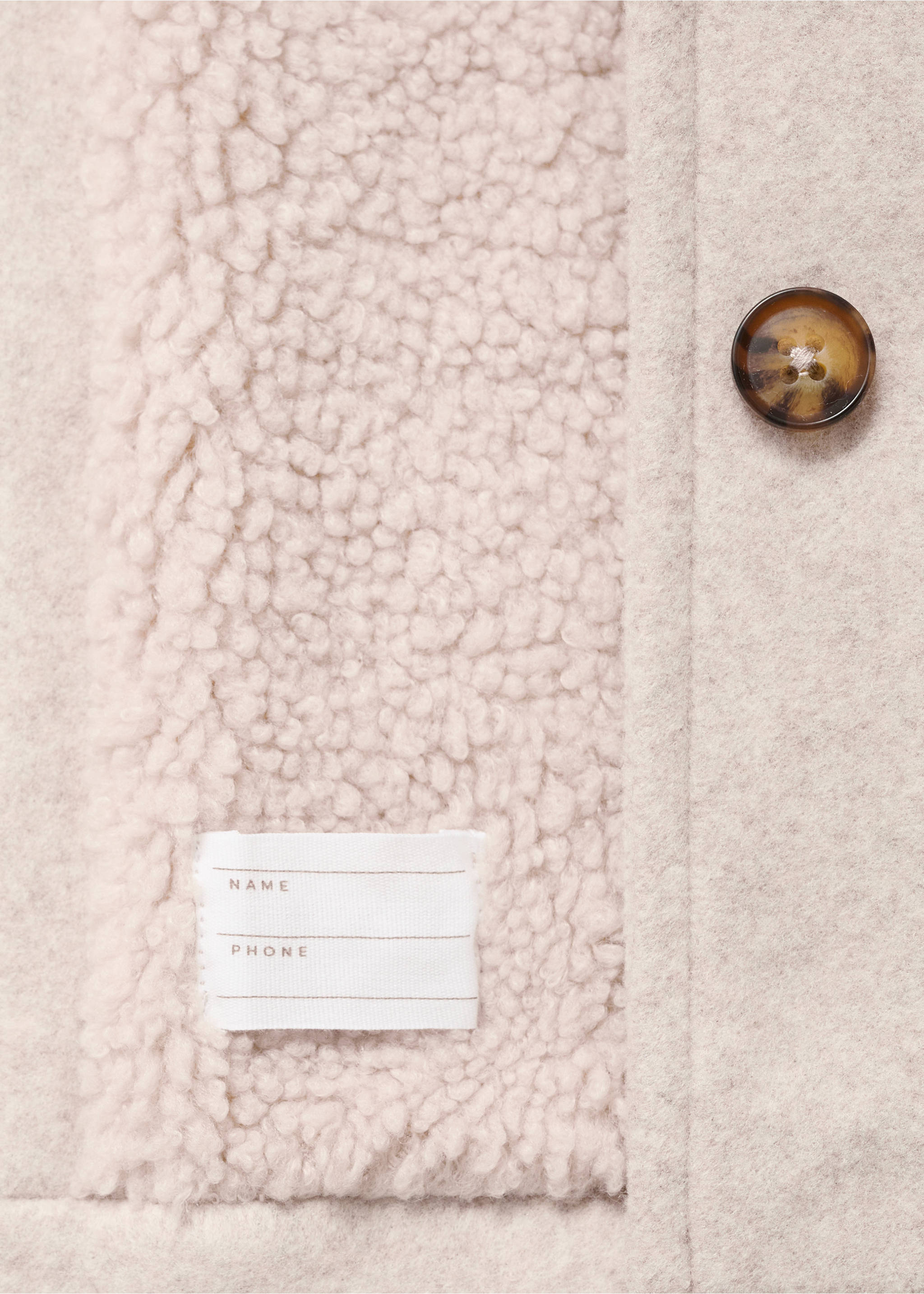 Krótki płaszcz flauszowy - Szczegóły artykułu 0, Kremowy / écru. Ref: 77075976-00.