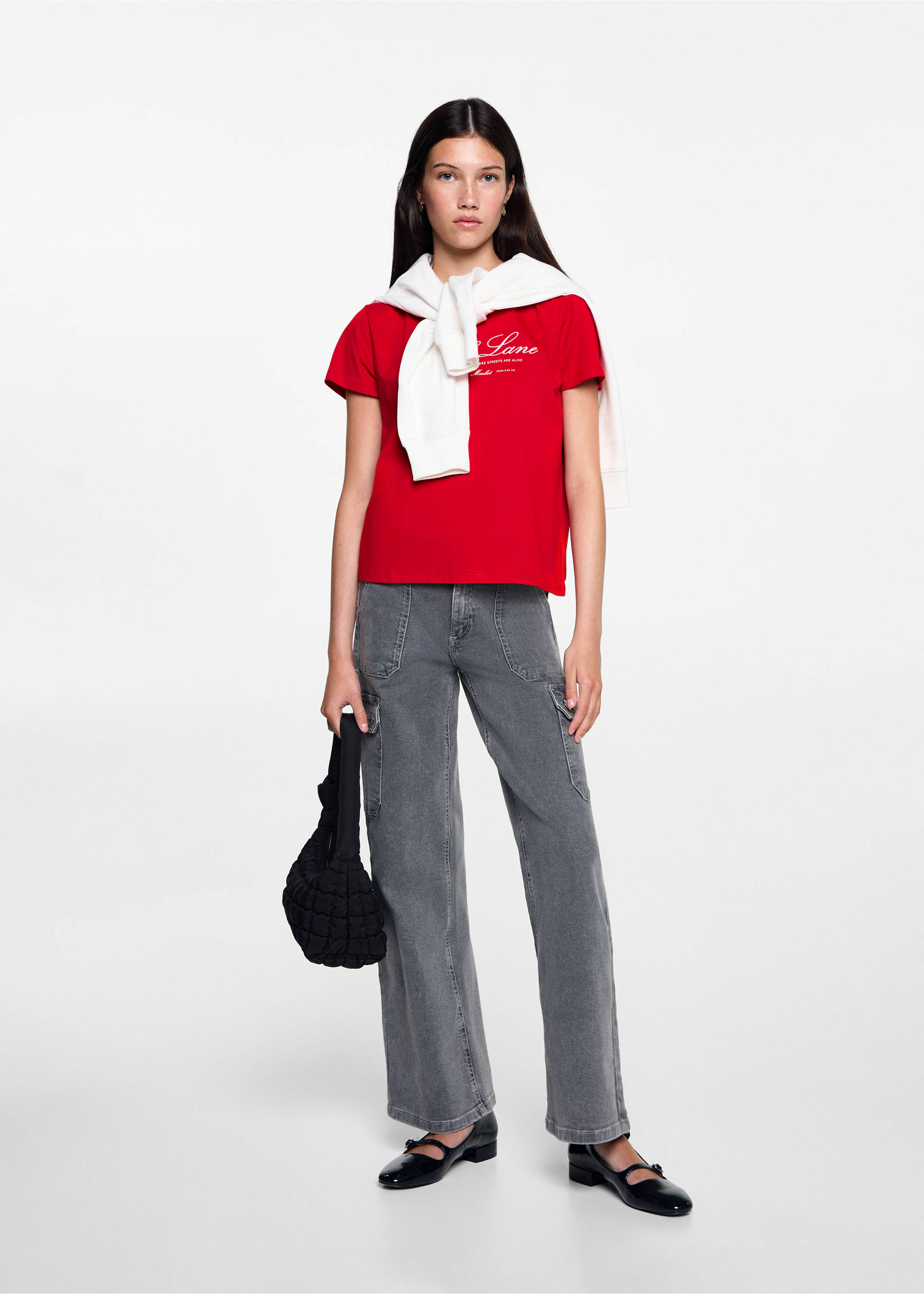 Embroidered detail cotton T-shirt - General plane, Red. Ref: 77075992-00.