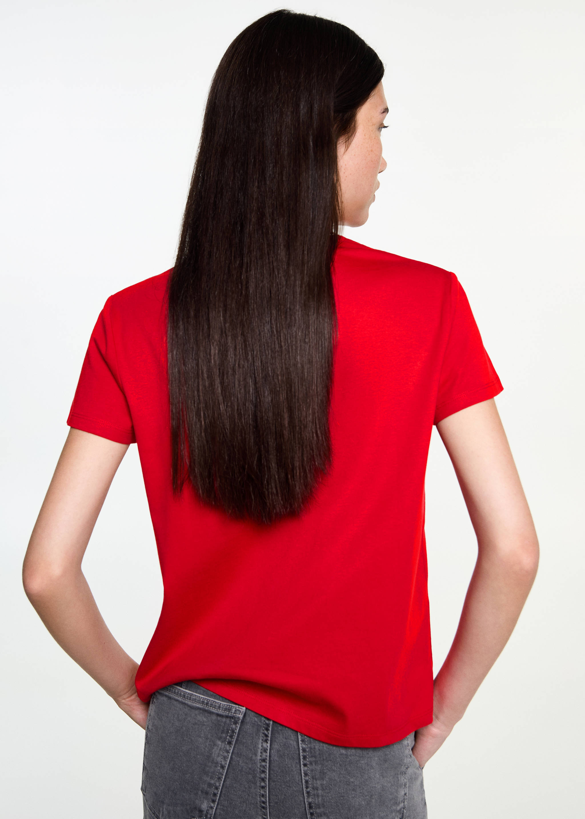 Baumwoll-T-Shirt mit besticktem Detail - Rückseite des Artikels