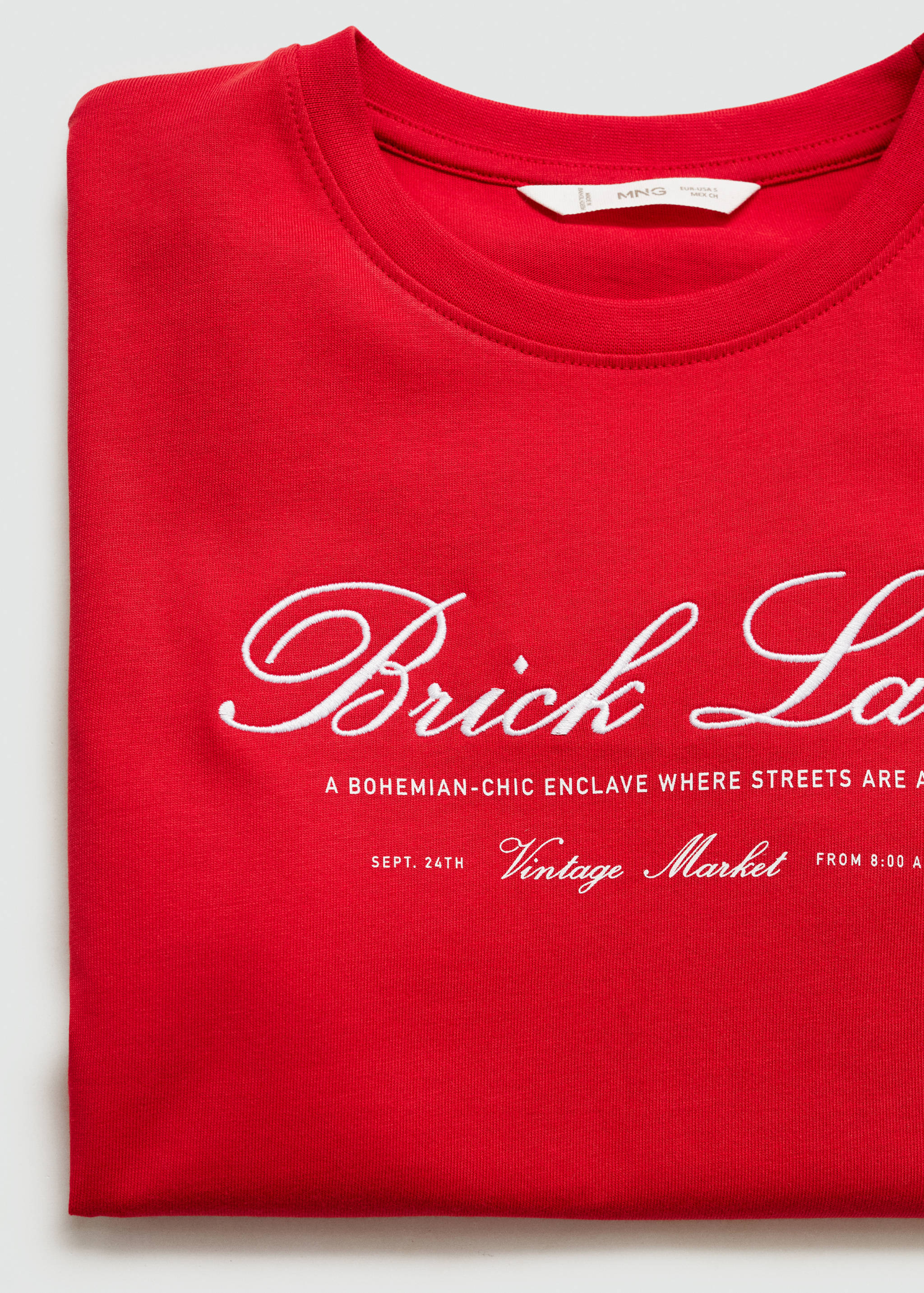 Baumwoll-T-Shirt mit besticktem Detail - Detail des Artikels 0