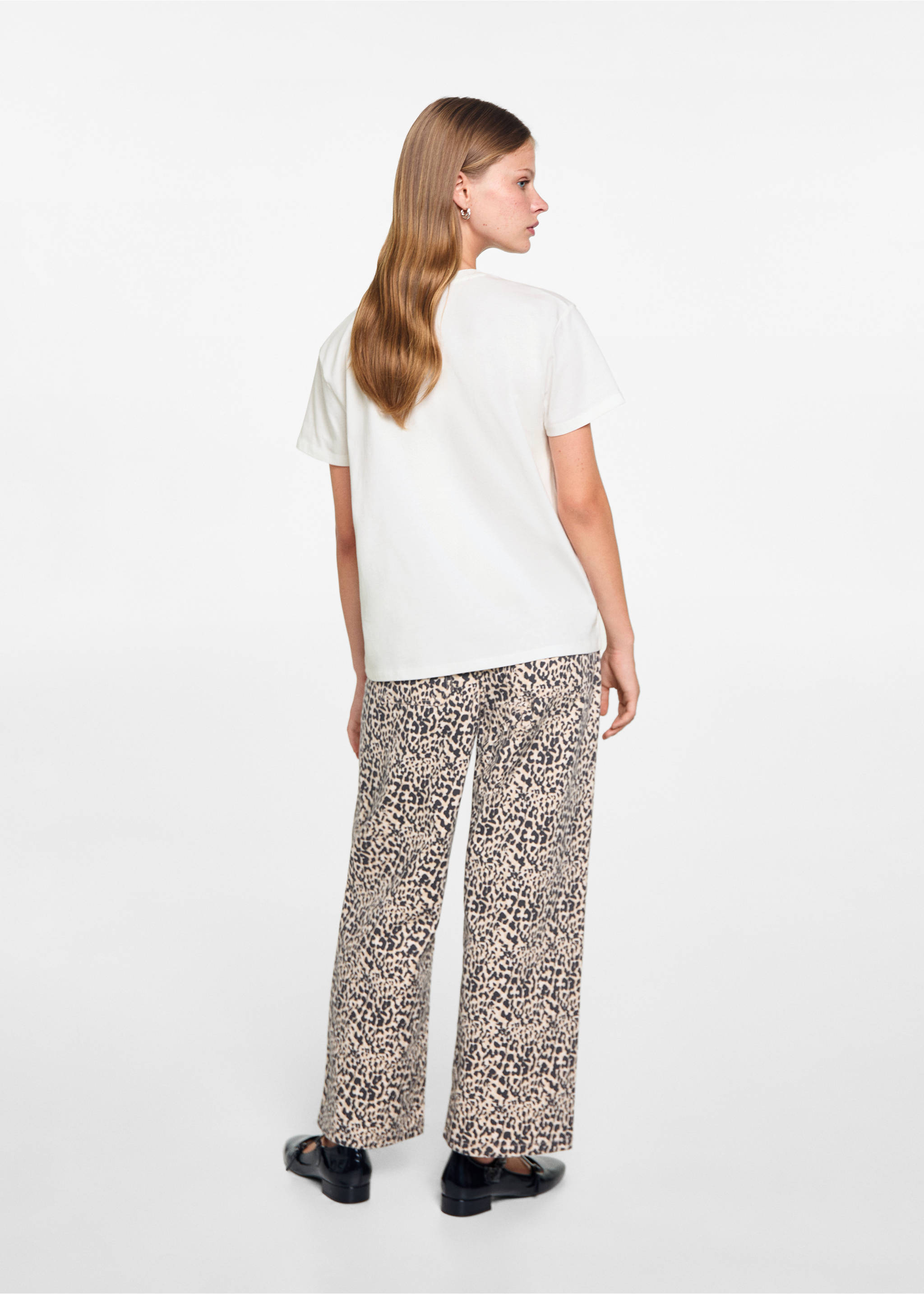 Embroidered detail cotton T-shirt - Reverse of the article, Off White. Ref: 77075993-00.