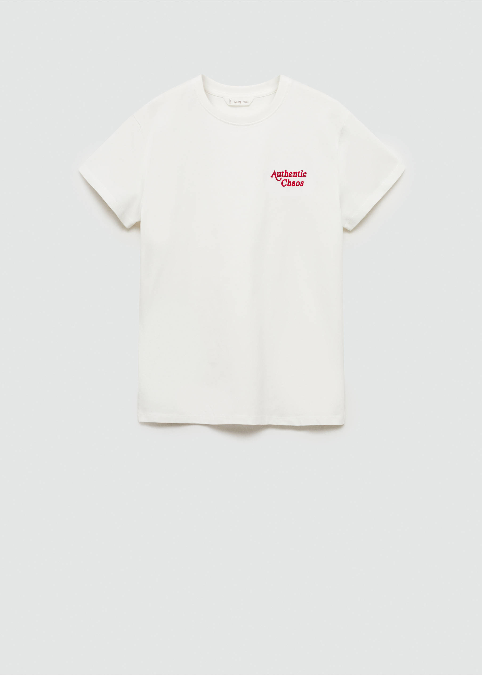 Embroidered detail cotton T-shirt - Article without model, Off White. Ref: 77075993-00.