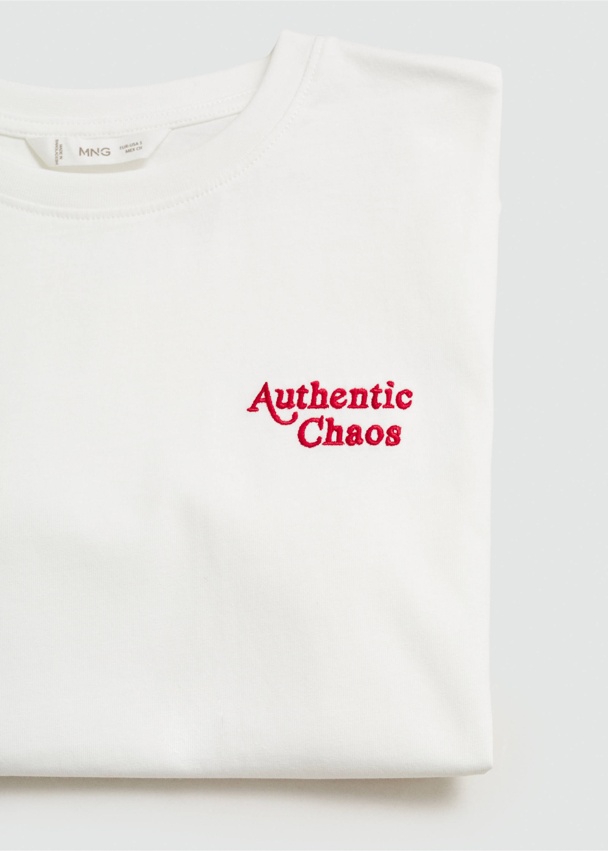 Embroidered detail cotton T-shirt - Details of the article 0, Off White. Ref: 77075993-00.