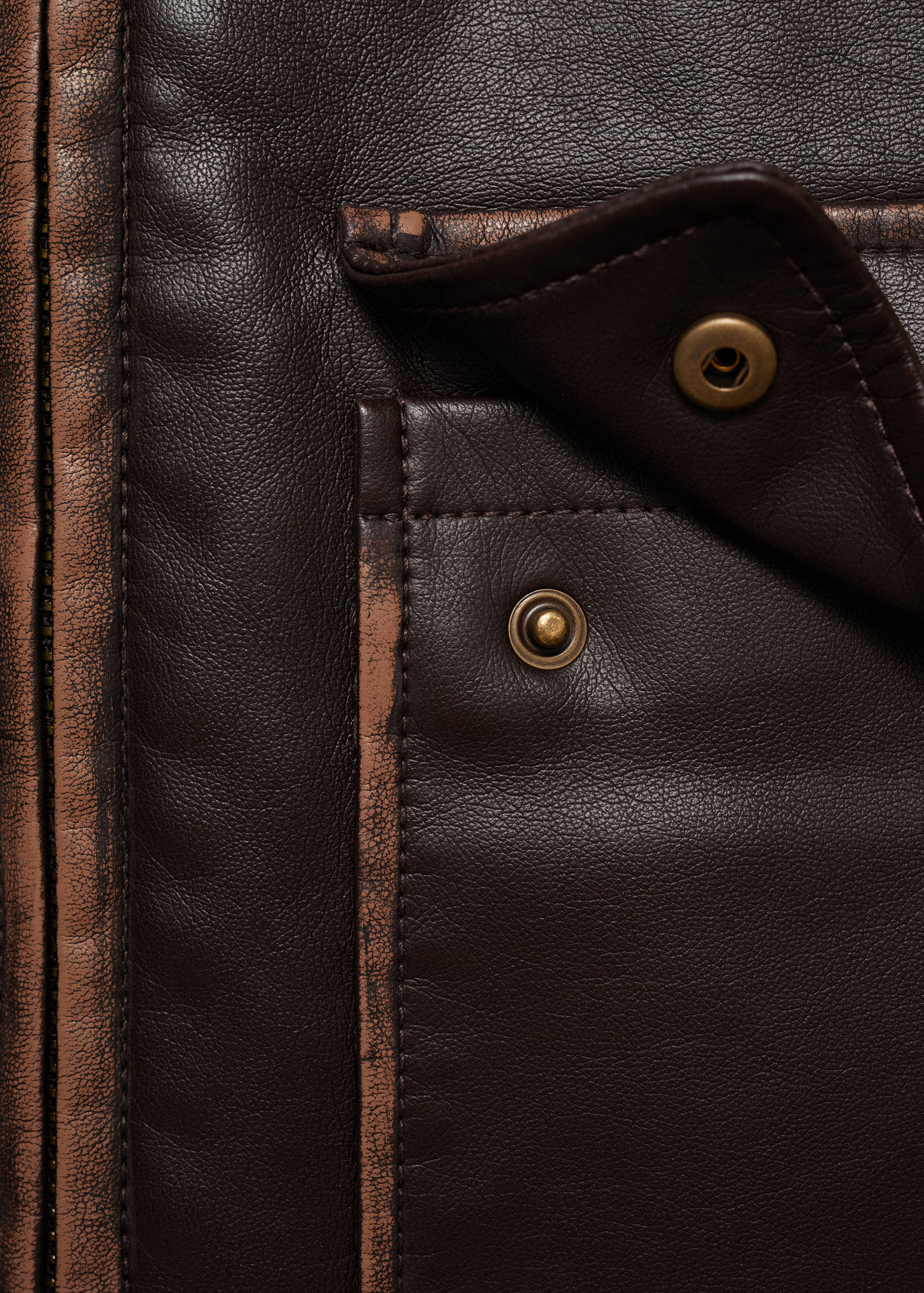 Faux-leather jacket with contrast stitching - Details of the article 0