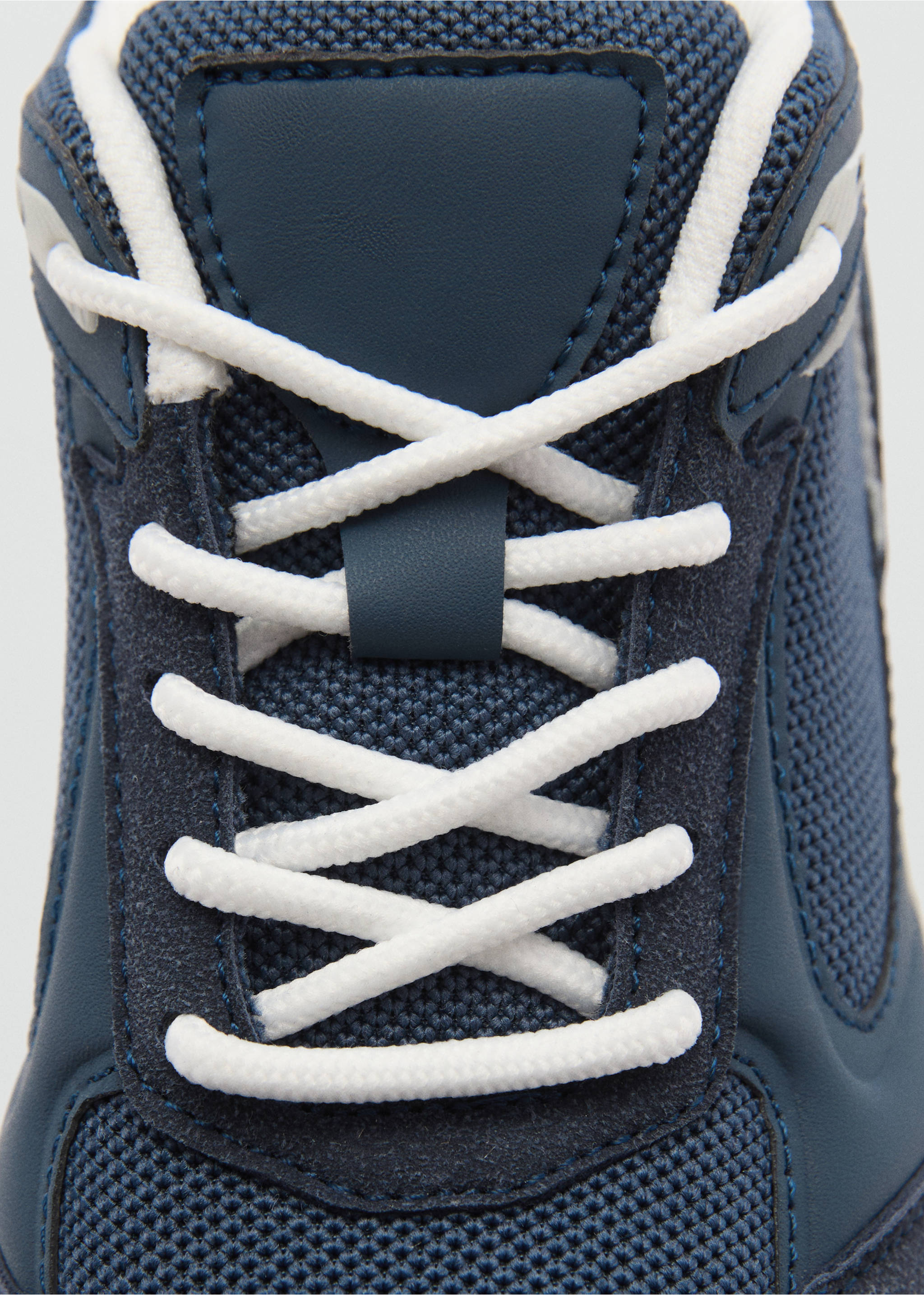 Lace-up mixed sneakers - Details of the article 2, Dark Navy. Ref: 77076335-00.