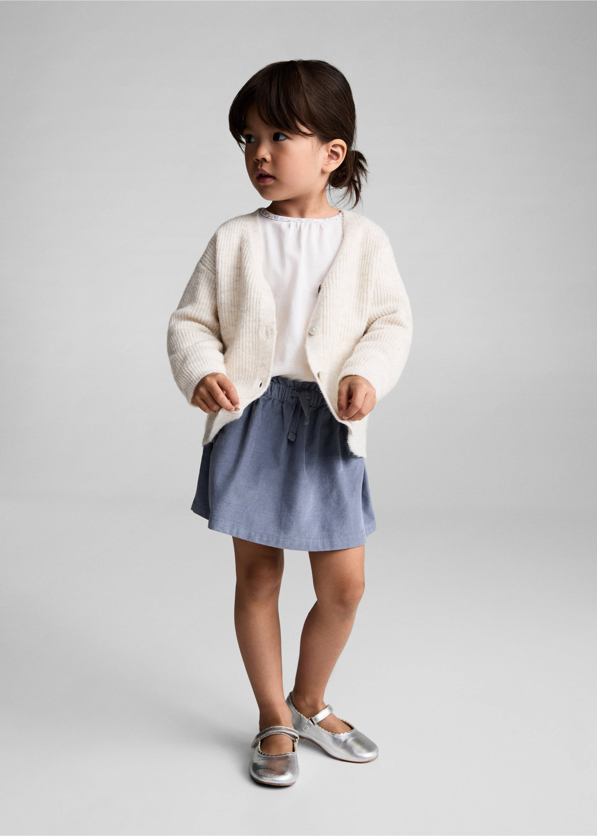 Corduroy cotton skirt - General plane, Blue. Ref: 77076338-00.